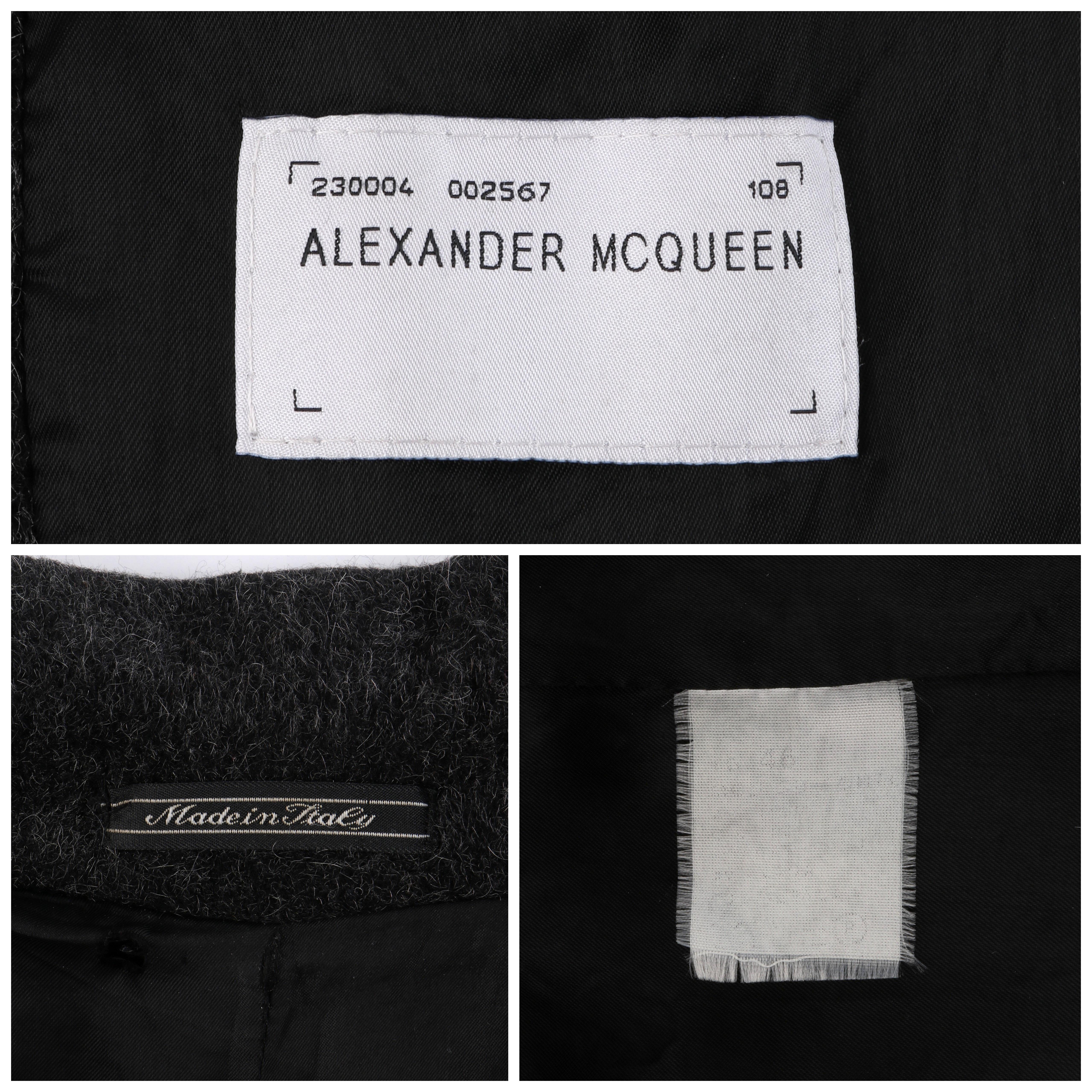 ALEXANDER McQUEEN A/W 1996 “Dante” Charcoal Gray Mohair Coat Button Up Overcoat  For Sale 1