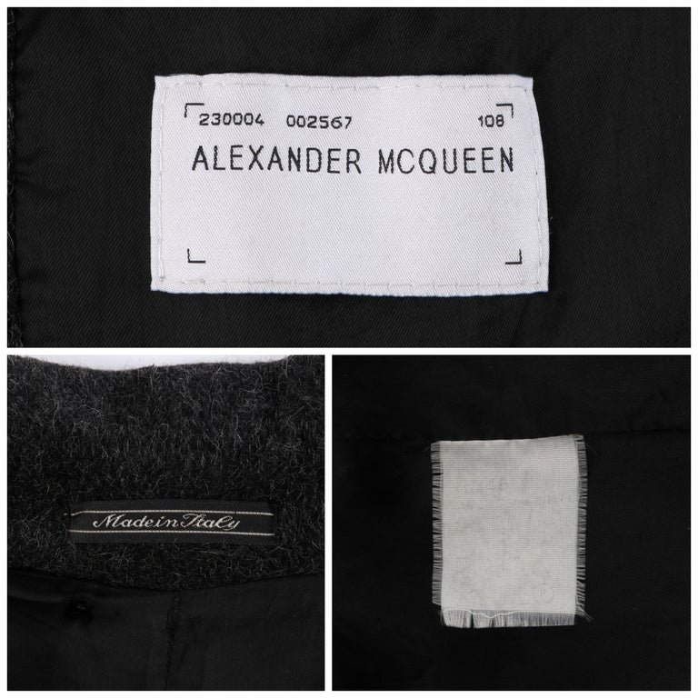 ALEXANDER McQUEEN A/W 1996 “Dante” Charcoal Gray Mohair Coat Button Up ...