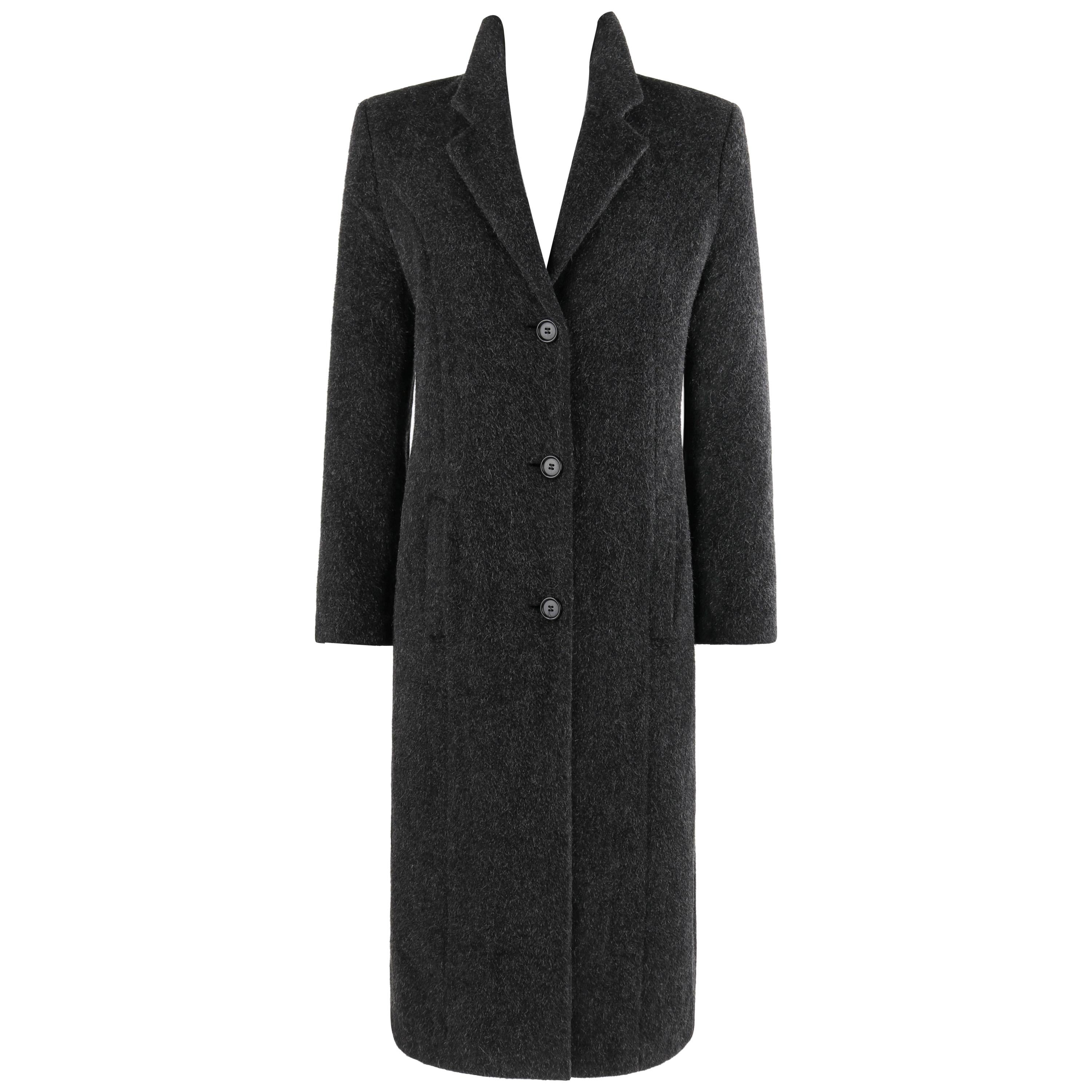ALEXANDER McQUEEN A/W 1996 “Dante” Charcoal Gray Mohair Coat Button Up Overcoat 