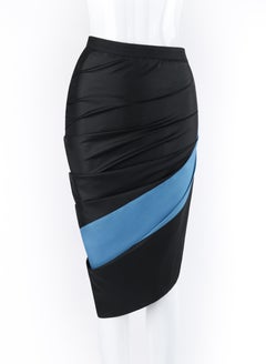 ALEXANDER McQUEEN A/W 1997 Color Blocked Asymmetrical Ruched Pencil Skirt