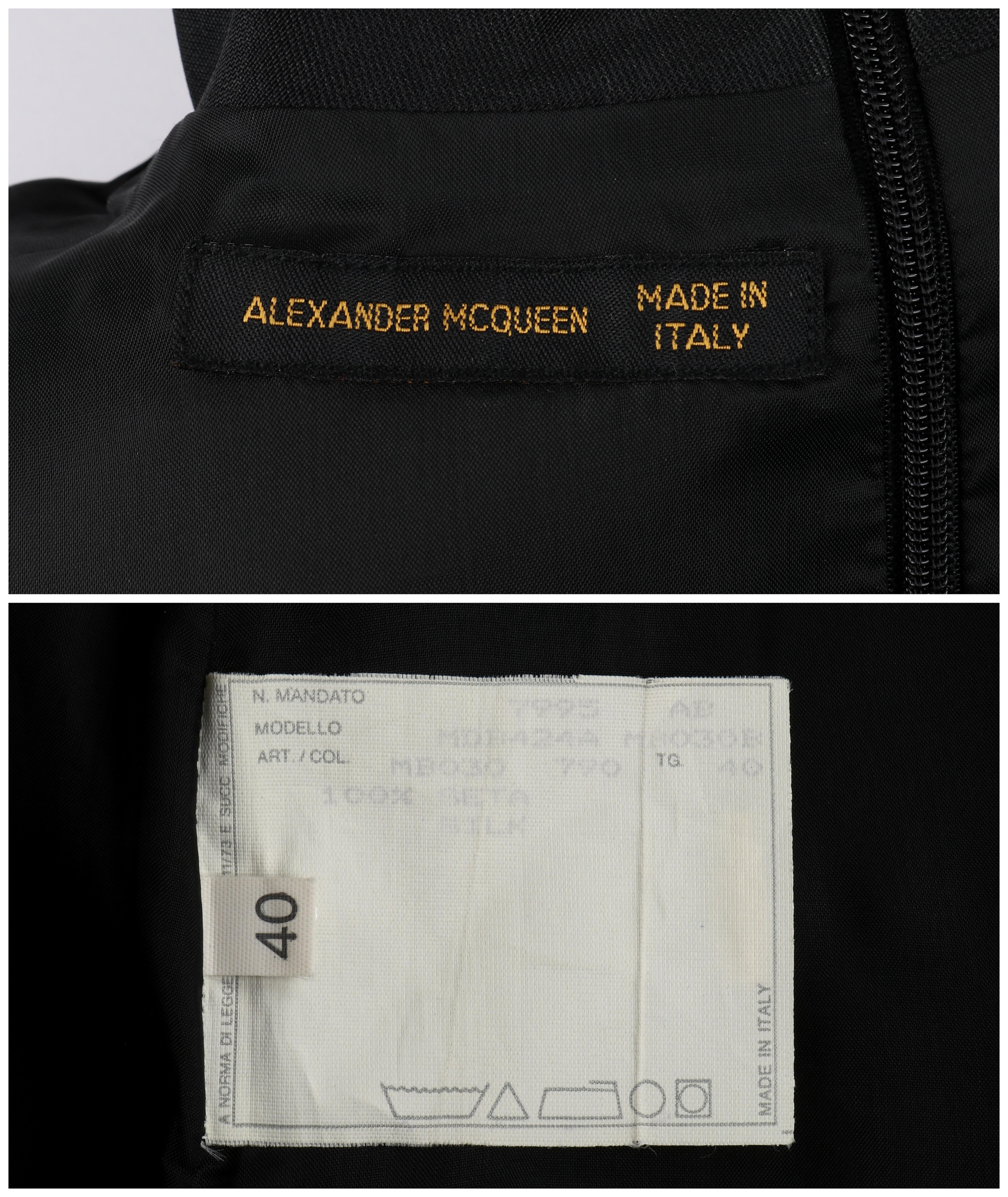 ALEXANDER McQueen A/I 1998 - Vestito da cocktail a collo alto con inserti in nastro nero e avorio 3