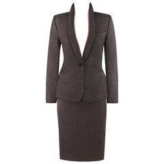 ALEXANDER McQUEEN A/W 1998 “Joan” 2 pc. Removable Collar Blazer Skirt Suit Set