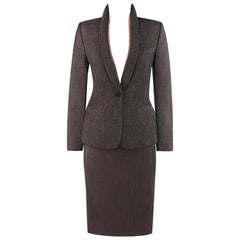 Retro  ALEXANDER McQUEEN A/W 1998 “Joan” 2 pc. Removable Collar Blazer Skirt Suit Set