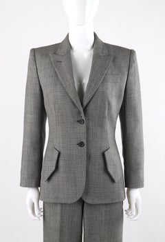 ALEXANDER McQUEEN A/W 1998 “Joan” Gray Blazer Jacket Wide Leg Trouser Pant Suit