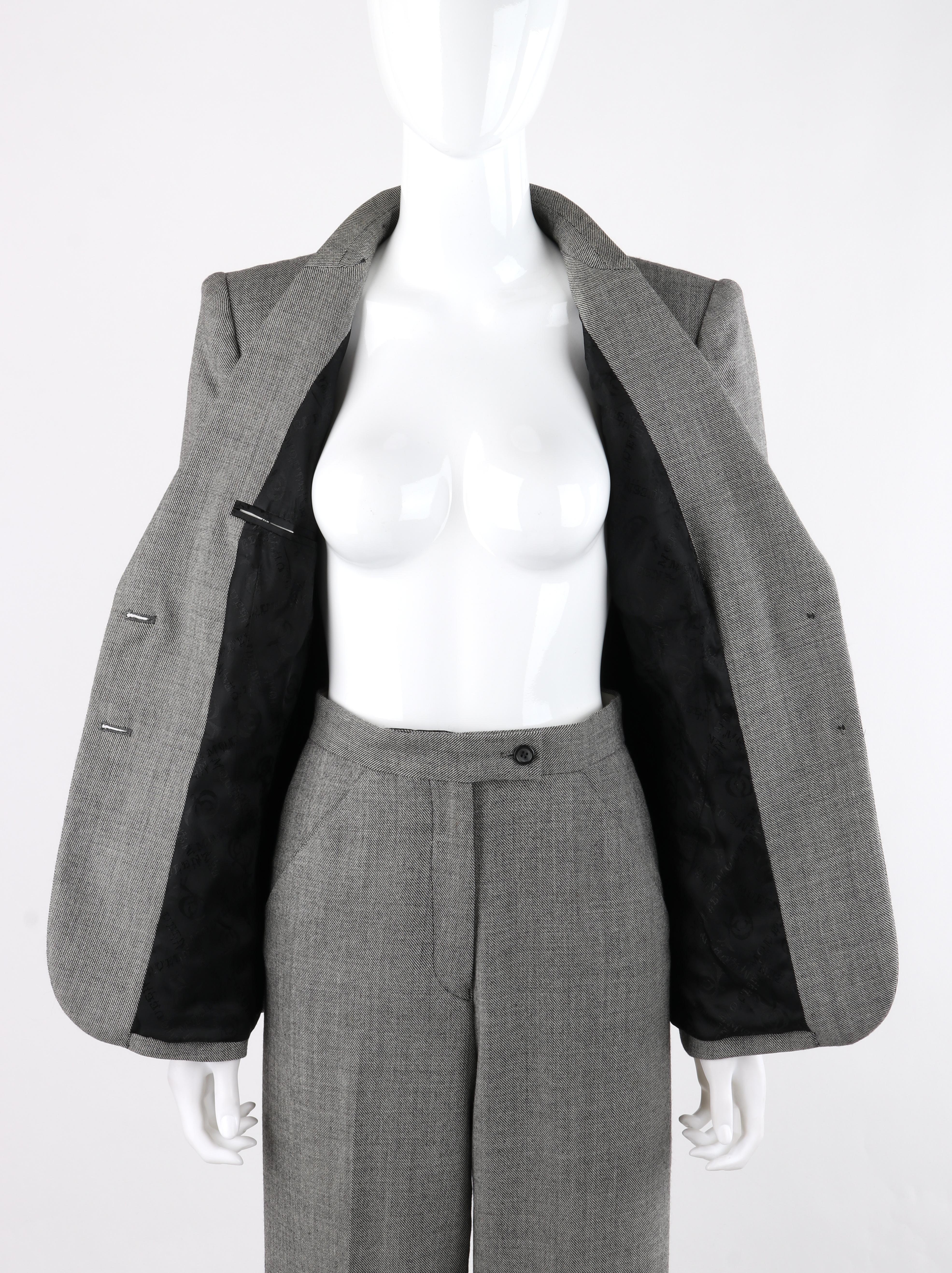 ALEXANDER McQUEEN A/W 1998 “Joan” Gray Blazer Jacket Wide Leg Trouser Pant Suit In Good Condition For Sale In Thiensville, WI