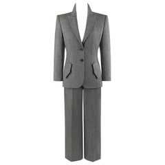 ALEXANDER McQUEEN A/W 1998 "Joan" Chaqueta Blazer Gris Traje Pantalón Pata Ancha