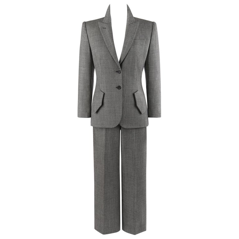 ALEXANDER McQUEEN A/W 1998 “Joan” Gray Blazer Jacket Wide Leg Trouser Pant  Suit For Sale at 1stDibs | alexander mcqueen trouser suit, alexander mcqueen  pant suit, wide leg pant suit blazer