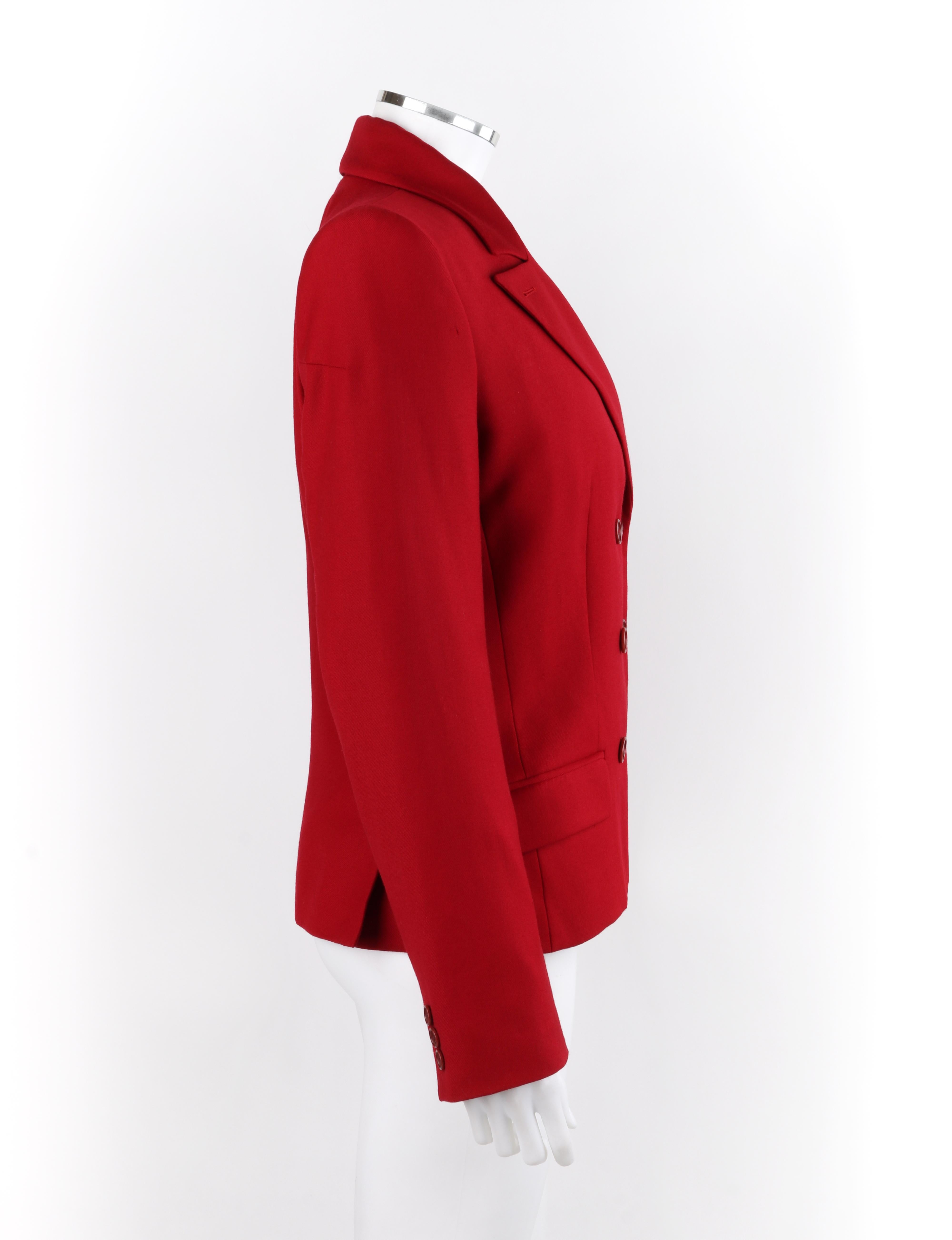 ALEXANDER McQUEEN A/W 1998 “Joan” Red Double Breasted Button Front Blazer Jacket In Fair Condition For Sale In Thiensville, WI