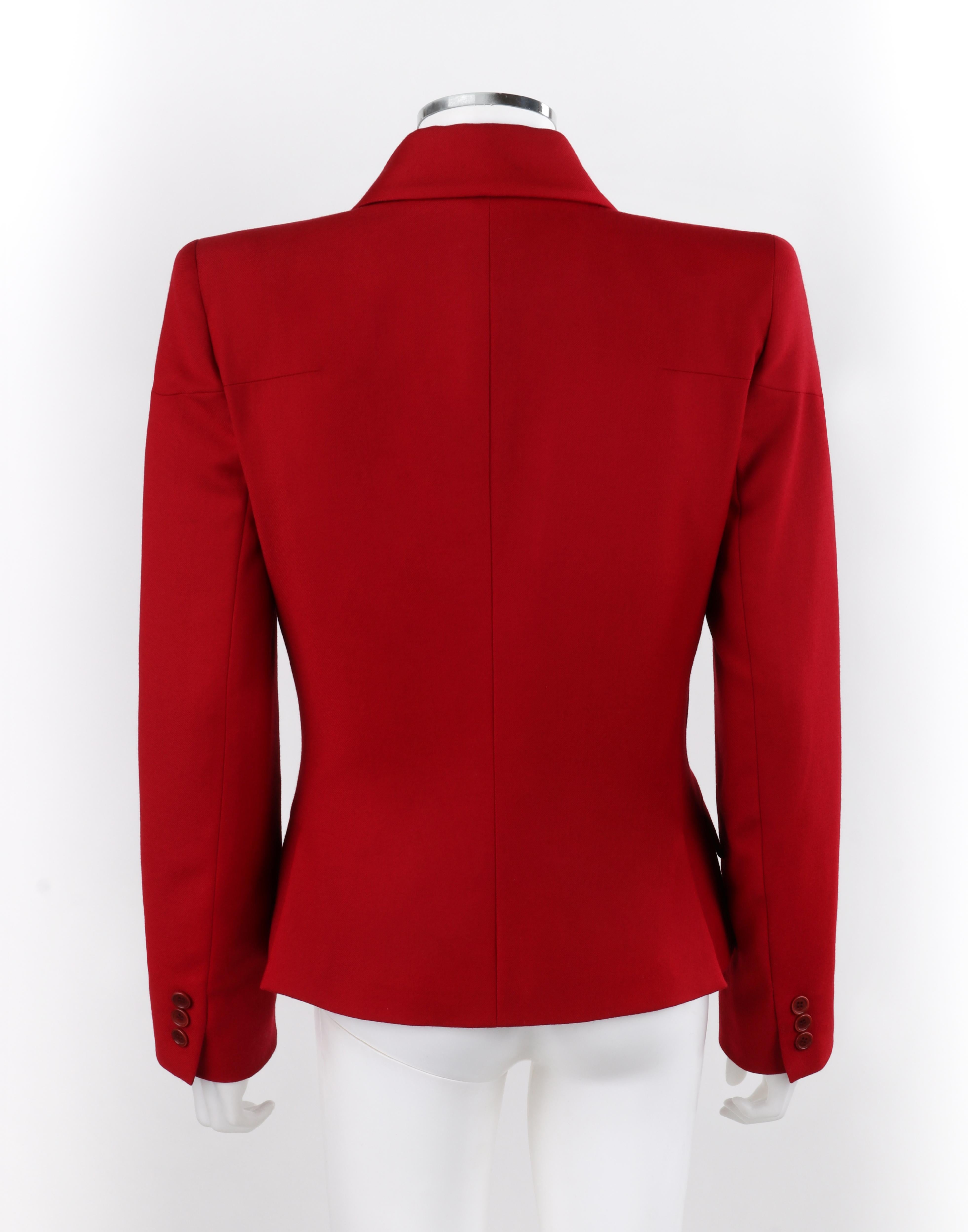 Women's ALEXANDER McQUEEN A/W 1998 “Joan” Red Double Breasted Button Front Blazer Jacket For Sale