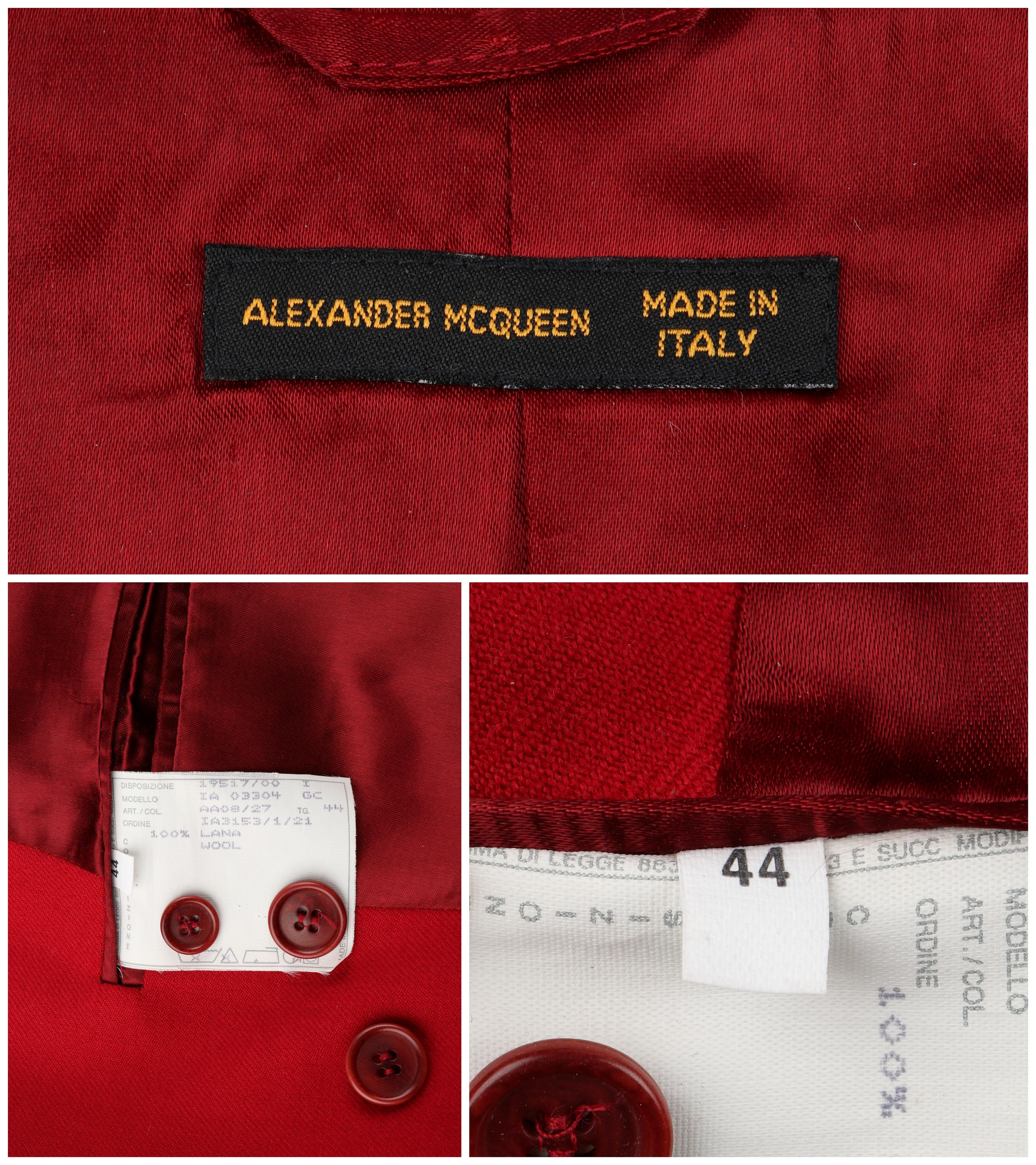 ALEXANDER McQUEEN A/W 1998 “Joan” Red Double Breasted Button Front Blazer Jacket For Sale 3