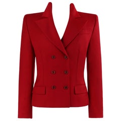 ALEXANDER McQUEEN A/W 1998 "Joan" Rote doppelreihige Blazerjacke mit Knopfleiste