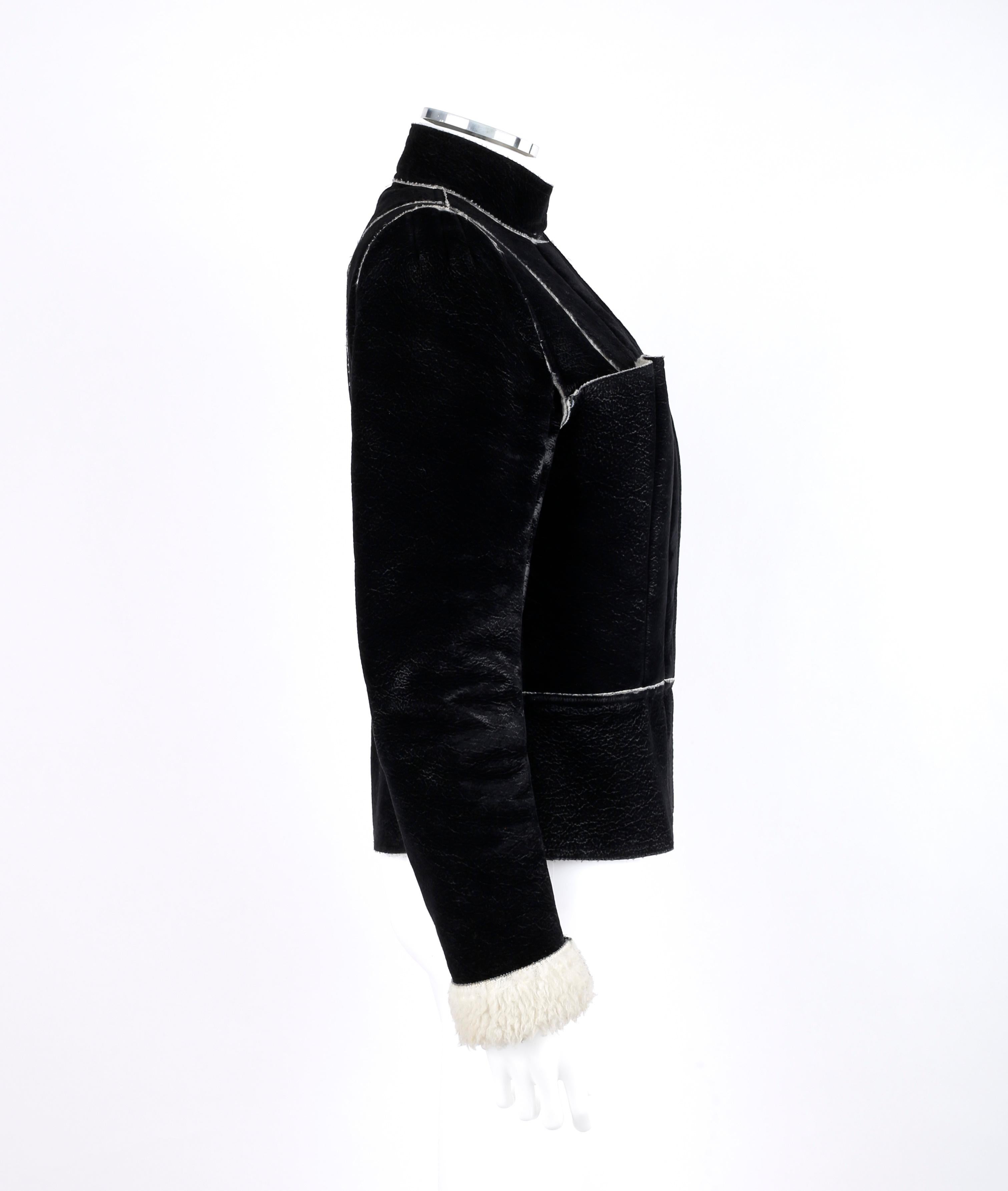Alexander McQueen - Manteau à empiècements Sherpa en peau de mouton crème et noir, automne-hiver 1999  Bon état - En vente à Thiensville, WI