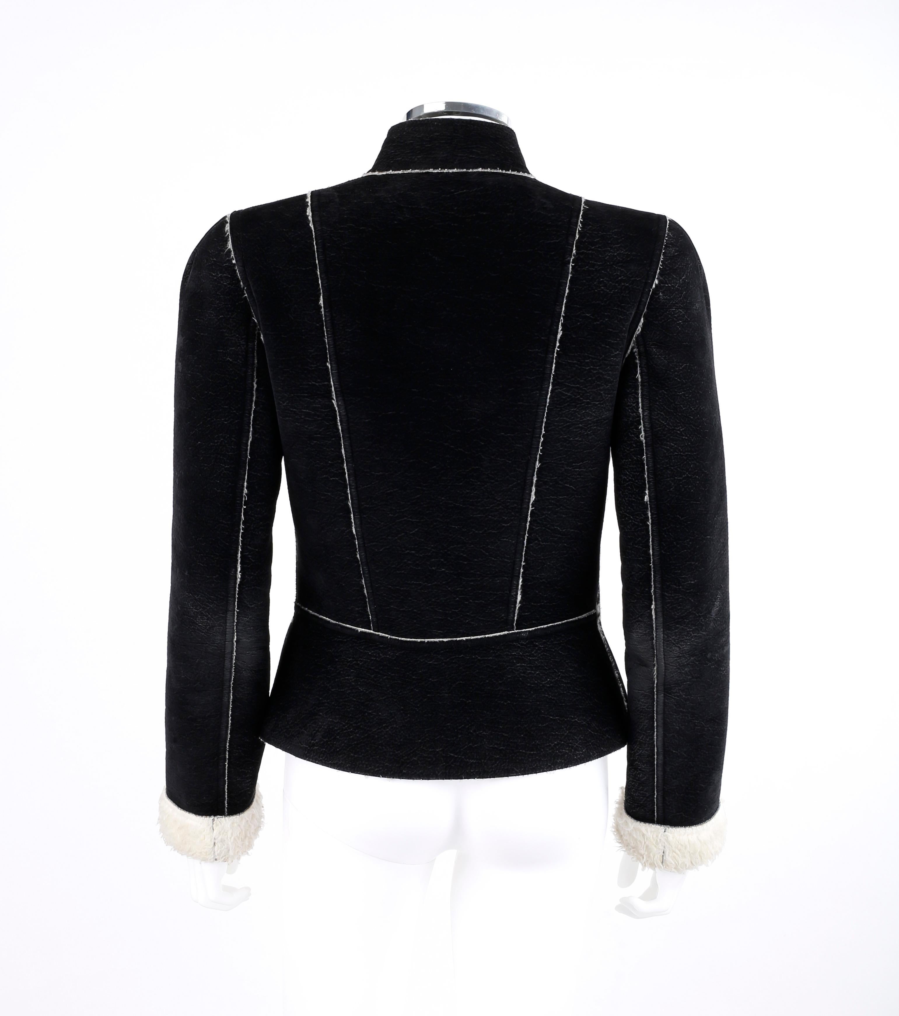 black and cream shearling jacket