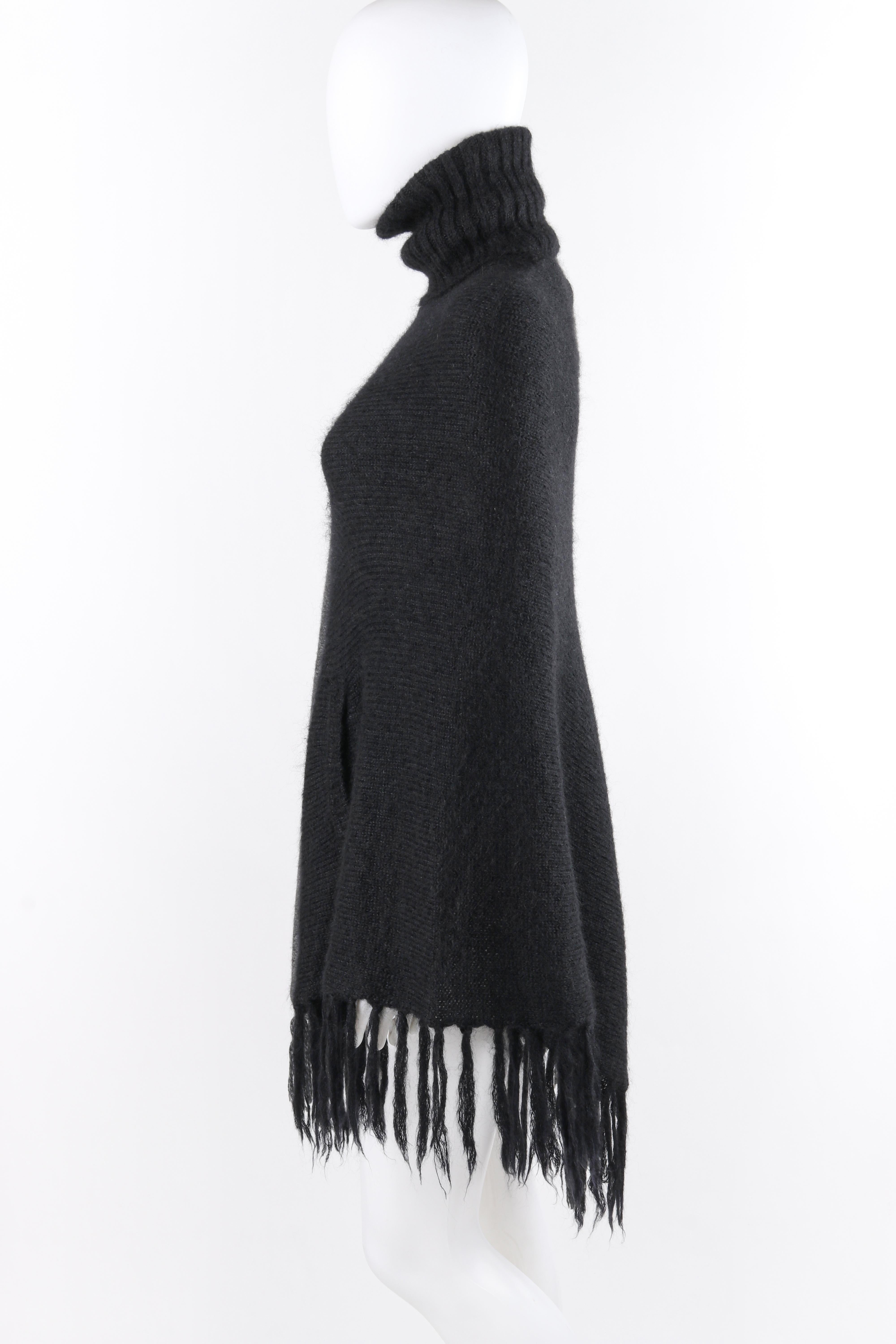 Women's ALEXANDER McQUEEN A/W 1999 “The Overlook” Black Gray Knit Turtleneck Poncho Cape For Sale