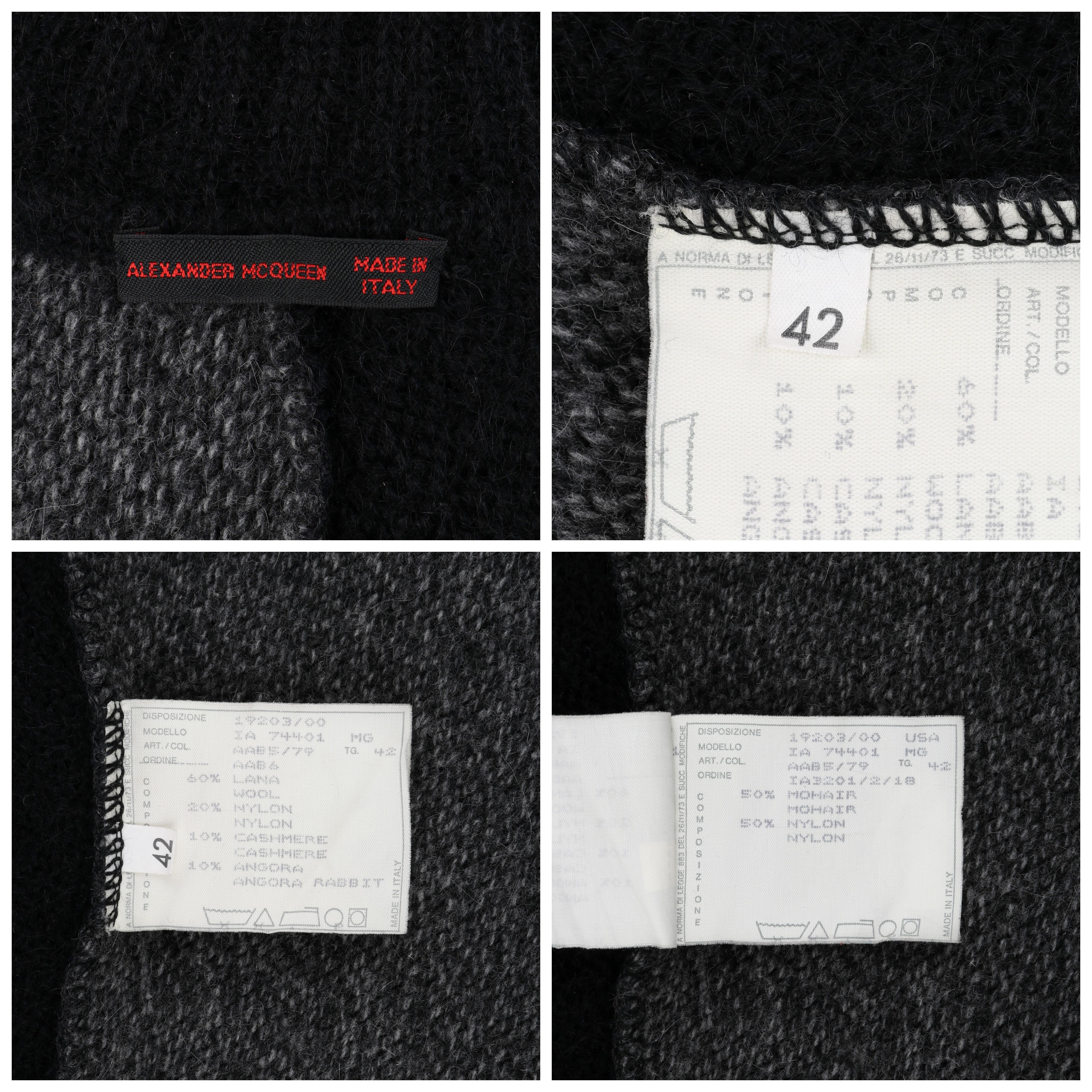 ALEXANDER McQUEEN A/W 1999 “The Overlook” Black Gray Knit Turtleneck Poncho Cape For Sale 3