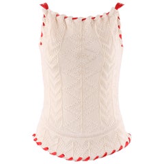 ALEXANDER McQUEEN A/W 1999 "The Overlook" Cream Knit Ribbon Stitched Tank Top