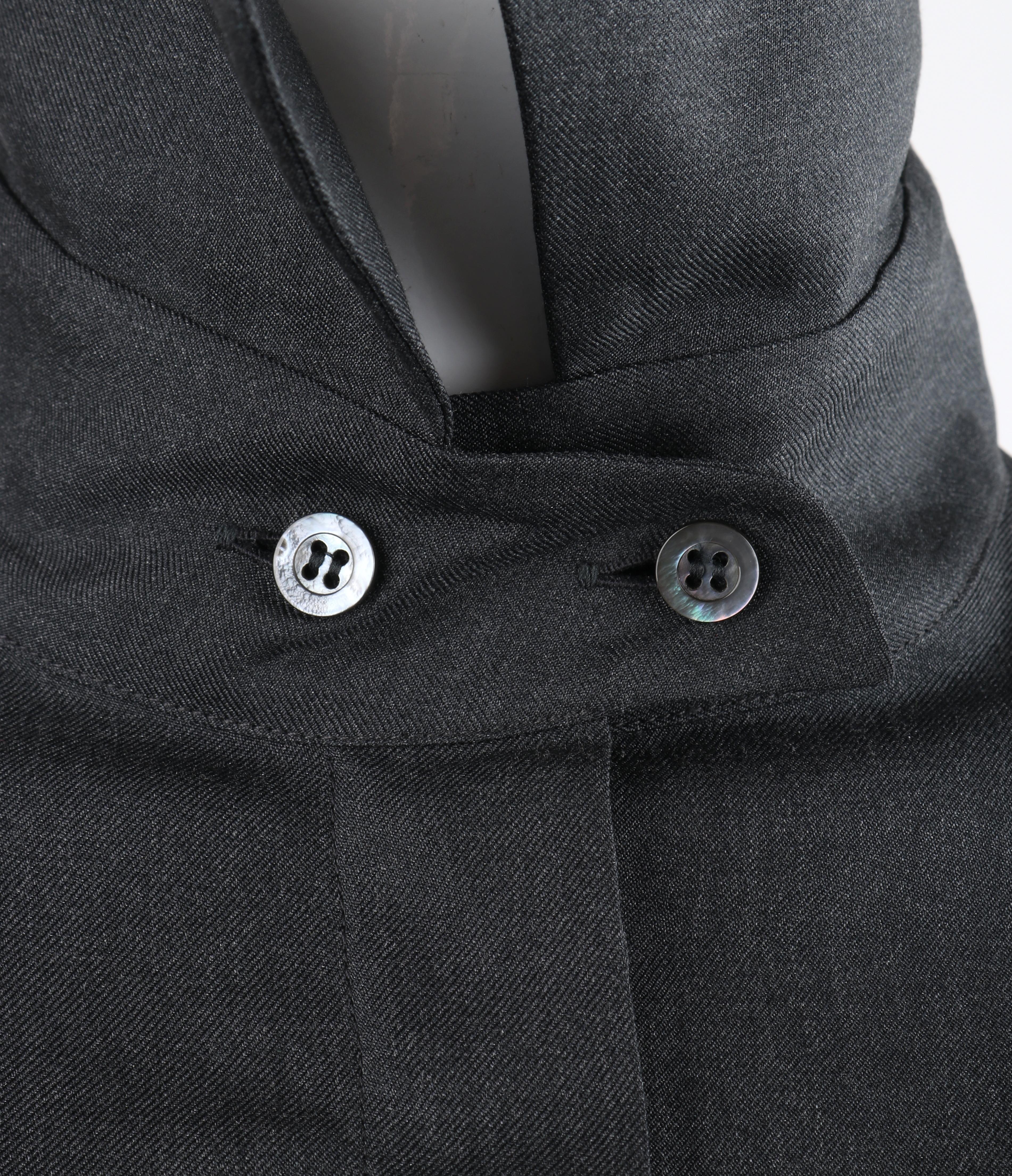  ALEXANDER McQUEEN A/W 1999 “The Overlook” Dark Gray Pleated Bishop Sleeve Top For Sale 2