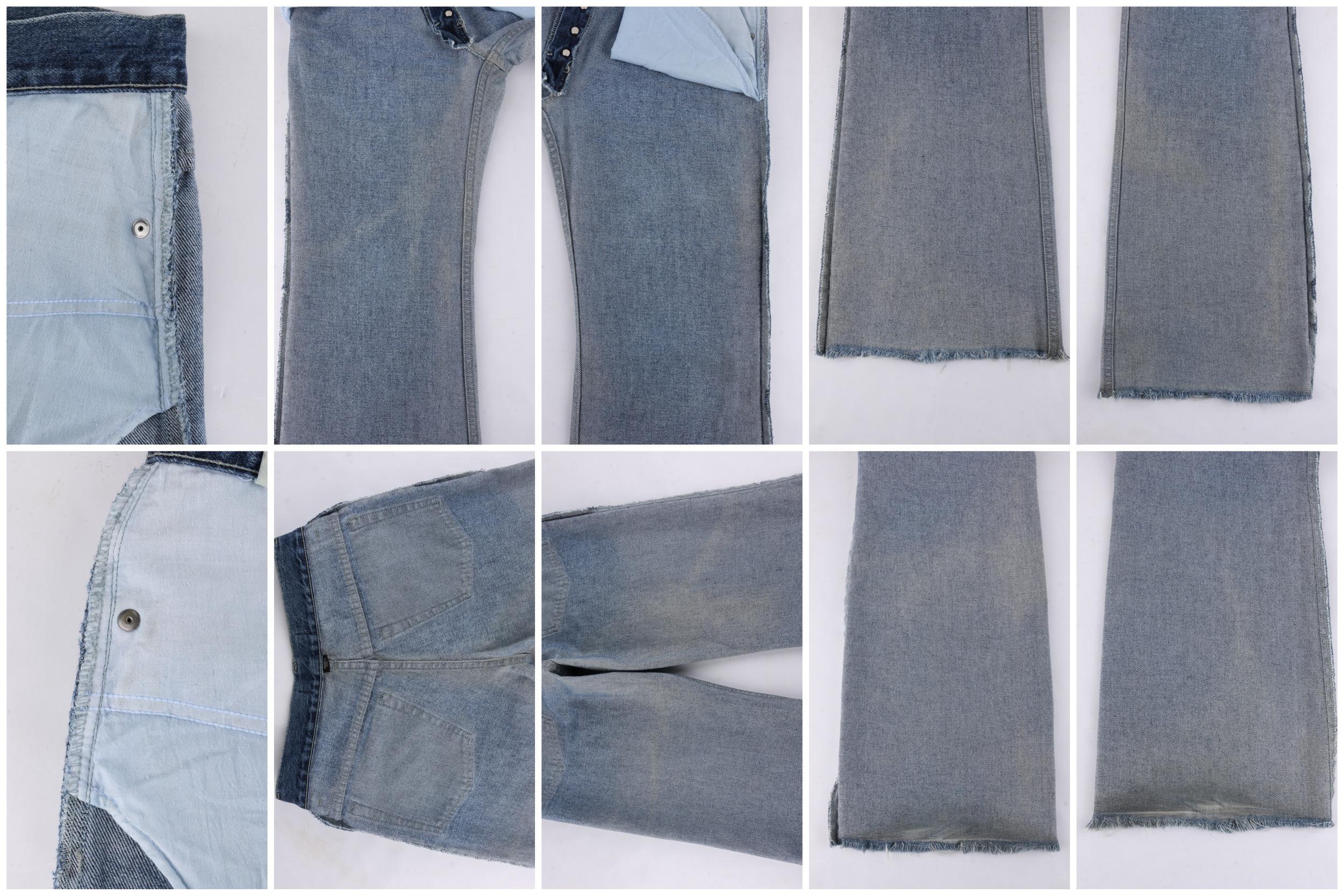 ALEXANDER McQUEEN A/W 2000 Denim Raw Hem Mid Rise Straight Leg Jeans In Good Condition For Sale In Thiensville, WI