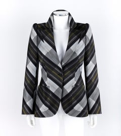 ALEXANDER McQUEEN A/W 2000 “Eshu” Gray / Black Chevron Tailored Blazer Jacket