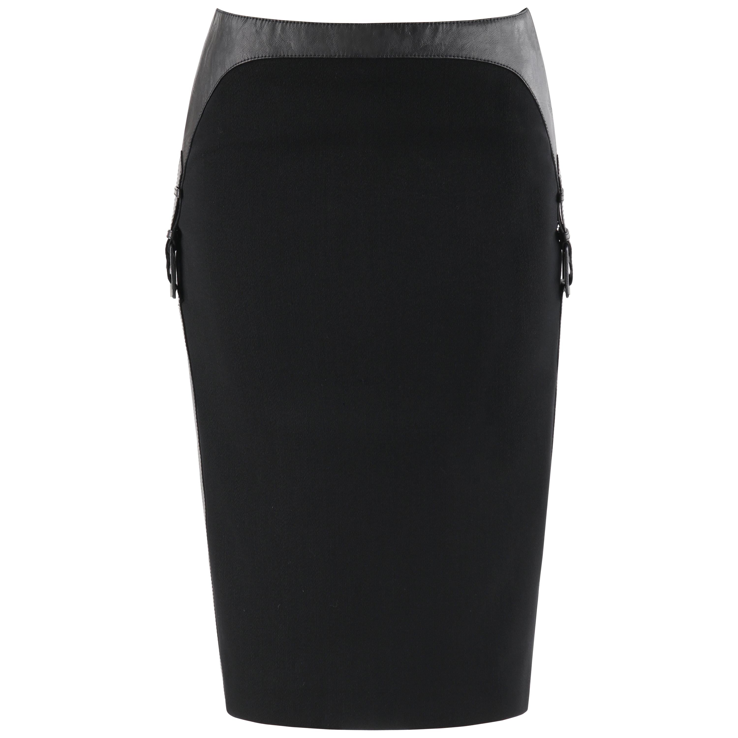 ALEXANDER McQUEEN A/W 2002 "Supercalifragilistic" Leather Buckle Pencil Skirt For Sale