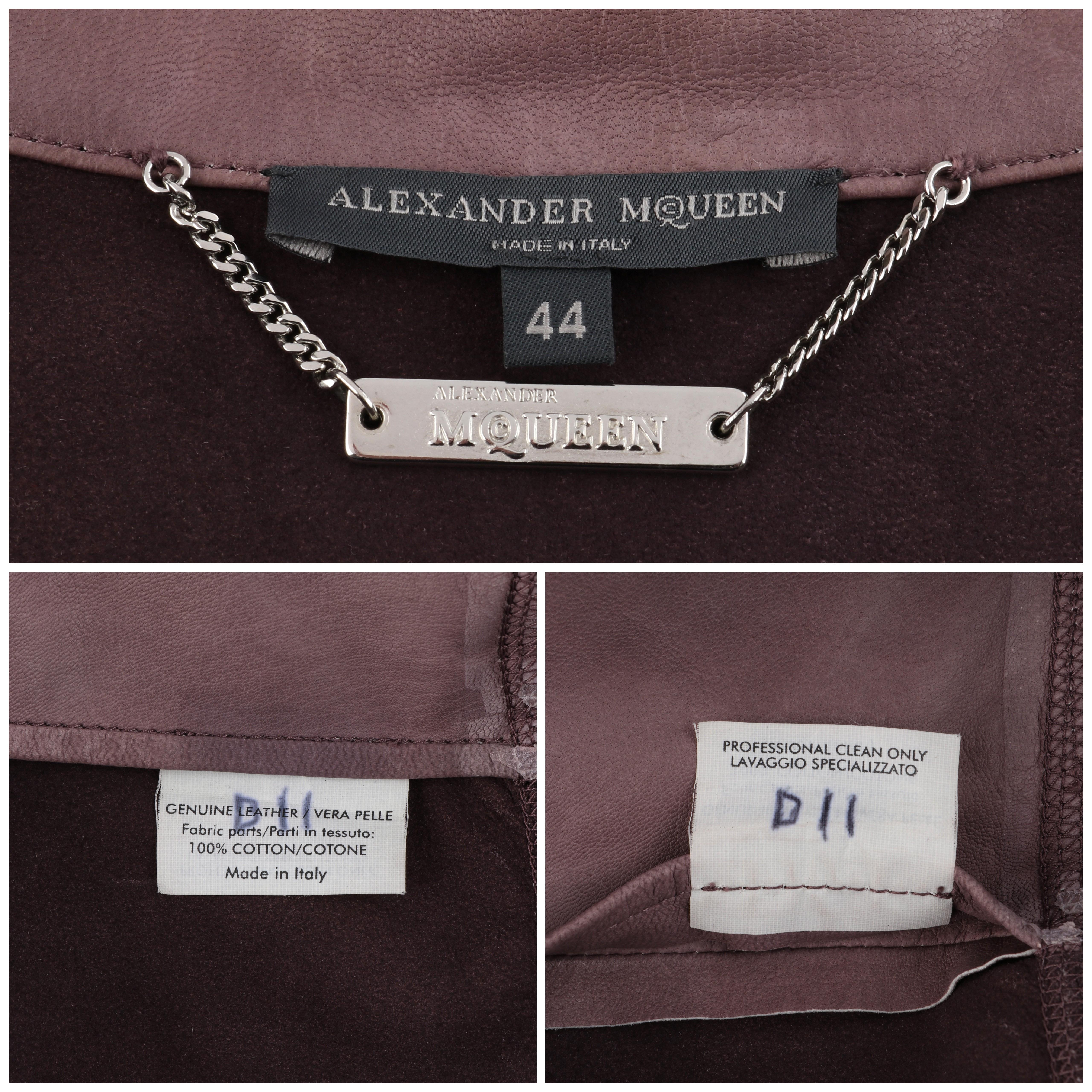 ALEXANDER McQUEEN A/H 2002 - Veste de moto en cuir mauve « Supercalifragilistic »  en vente 3