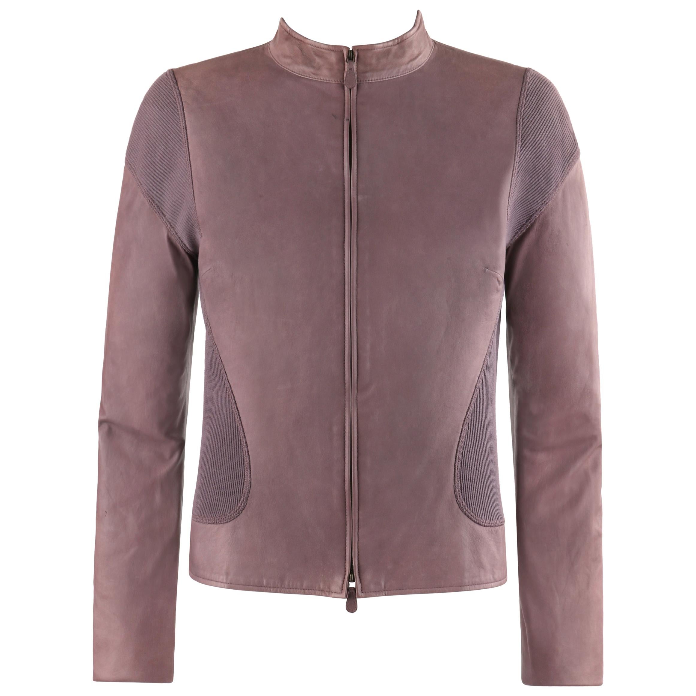 ALEXANDER McQUEEN A/W 2002 ""Supercalifragilistic"" Mauve Leder-Moto-Jacke  im Angebot