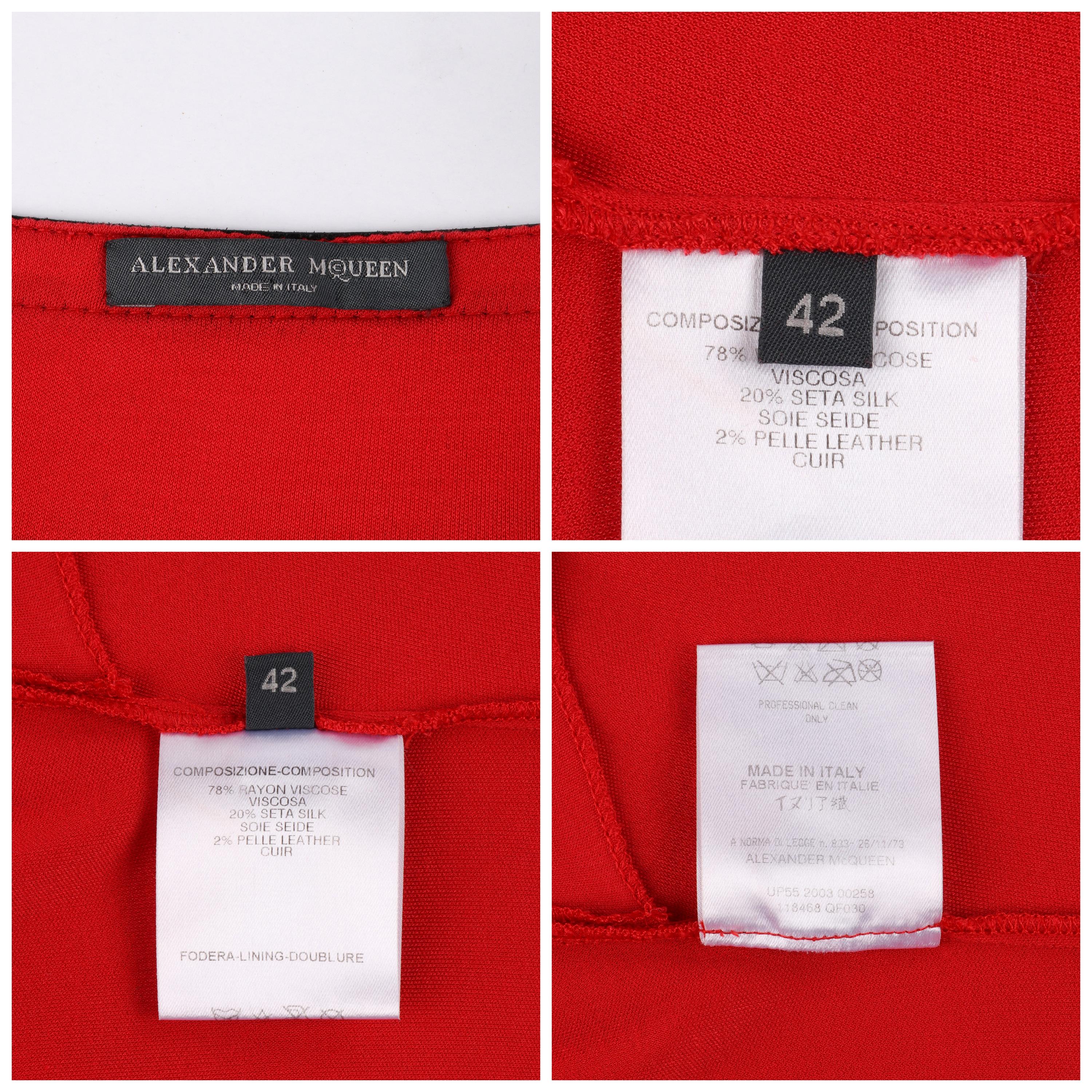 ALEXANDER McQUEEN A/W 2003 Blusa roja de cuello cuadrado acampanado ¾ de manga dolman 3
