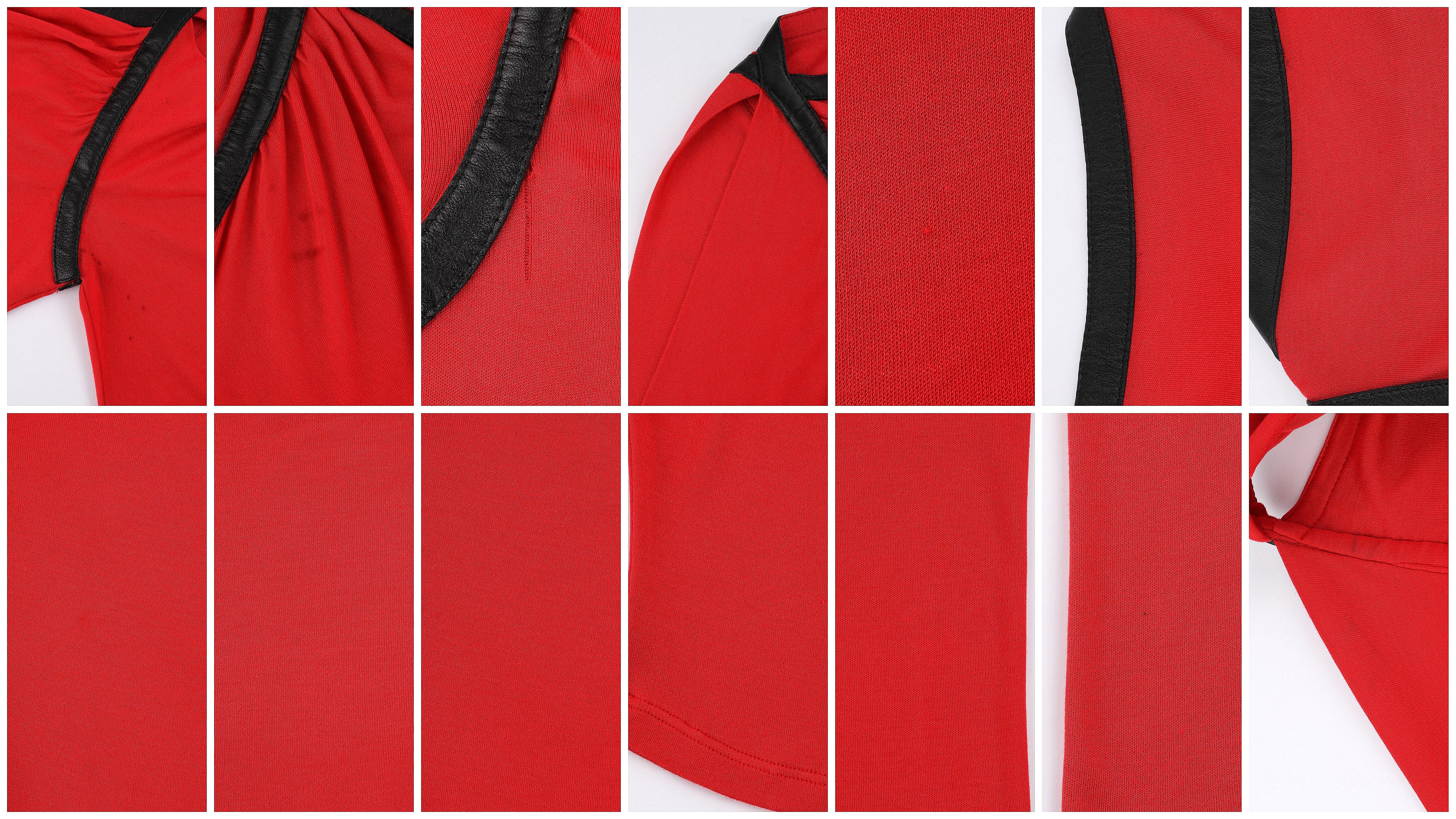 ALEXANDER McQUEEN A/W 2003 Blusa roja de cuello cuadrado acampanado ¾ de manga dolman 4
