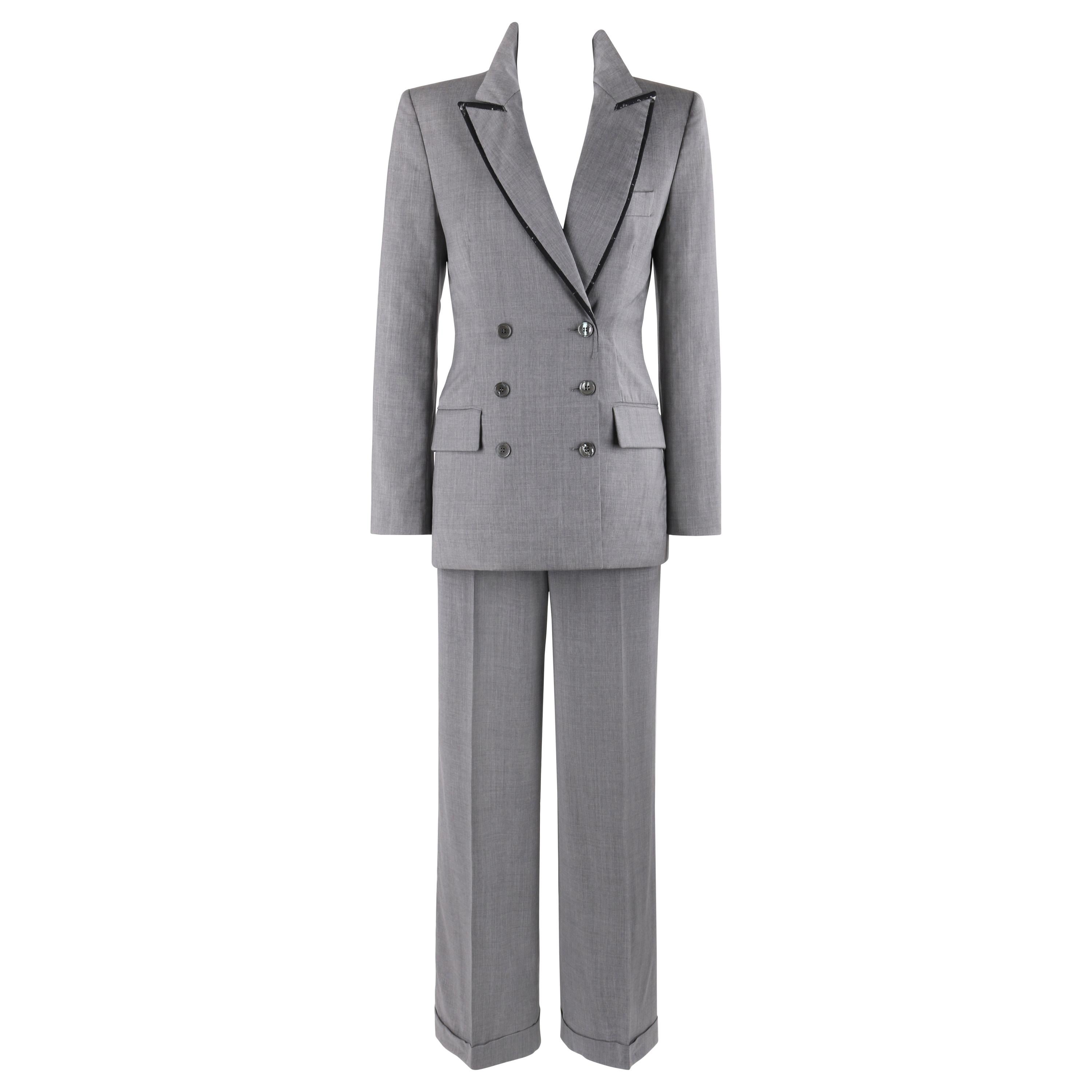 ALEXANDER McQUEEN A/W 2003 "Scanners" 2 Pc Double Breasted Jacket Pant Suit Set