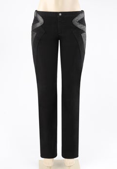 ALEXANDER McQUEEN A/W 2003 “Scanners” Black Leather Detail Denim Jean Pants