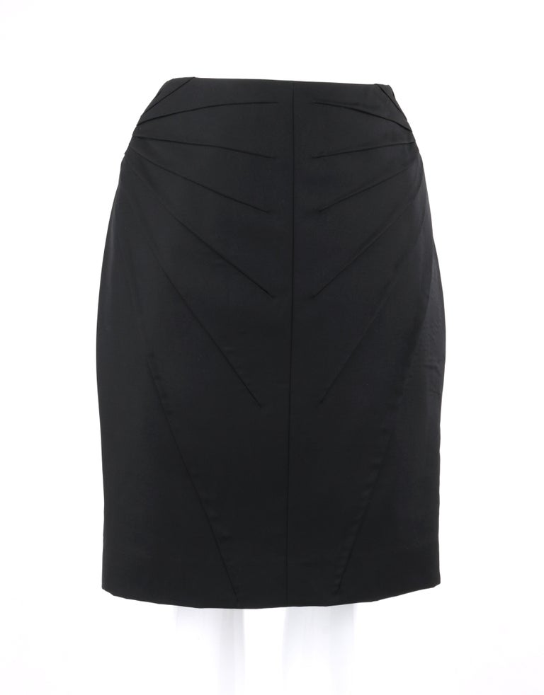 ALEXANDER McQUEEN A/W 2003 "Scanners" Black Sunburst Pleated Pencil Skirt  For Sale at 1stDibs