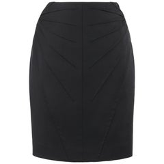 ALEXANDER McQUEEN A/W 2003 "Scanners" Black Sunburst Pleated Pencil Skirt