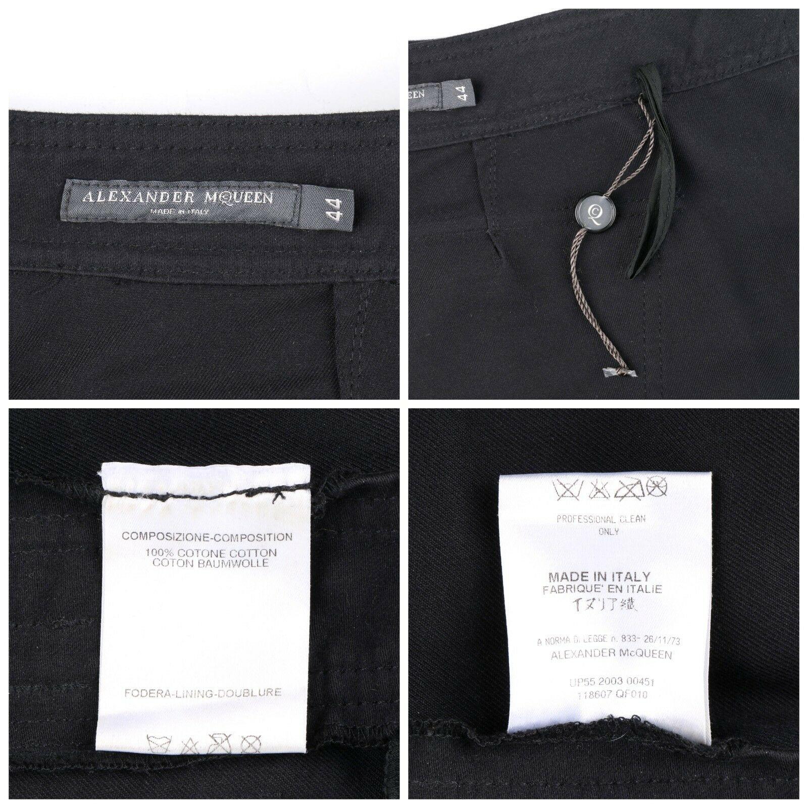ALEXANDER McQUEEN A/H 2003 - Pantalon de cargaison « Scanners » à taille haute en cuir à coussin sur les genoux en vente 2