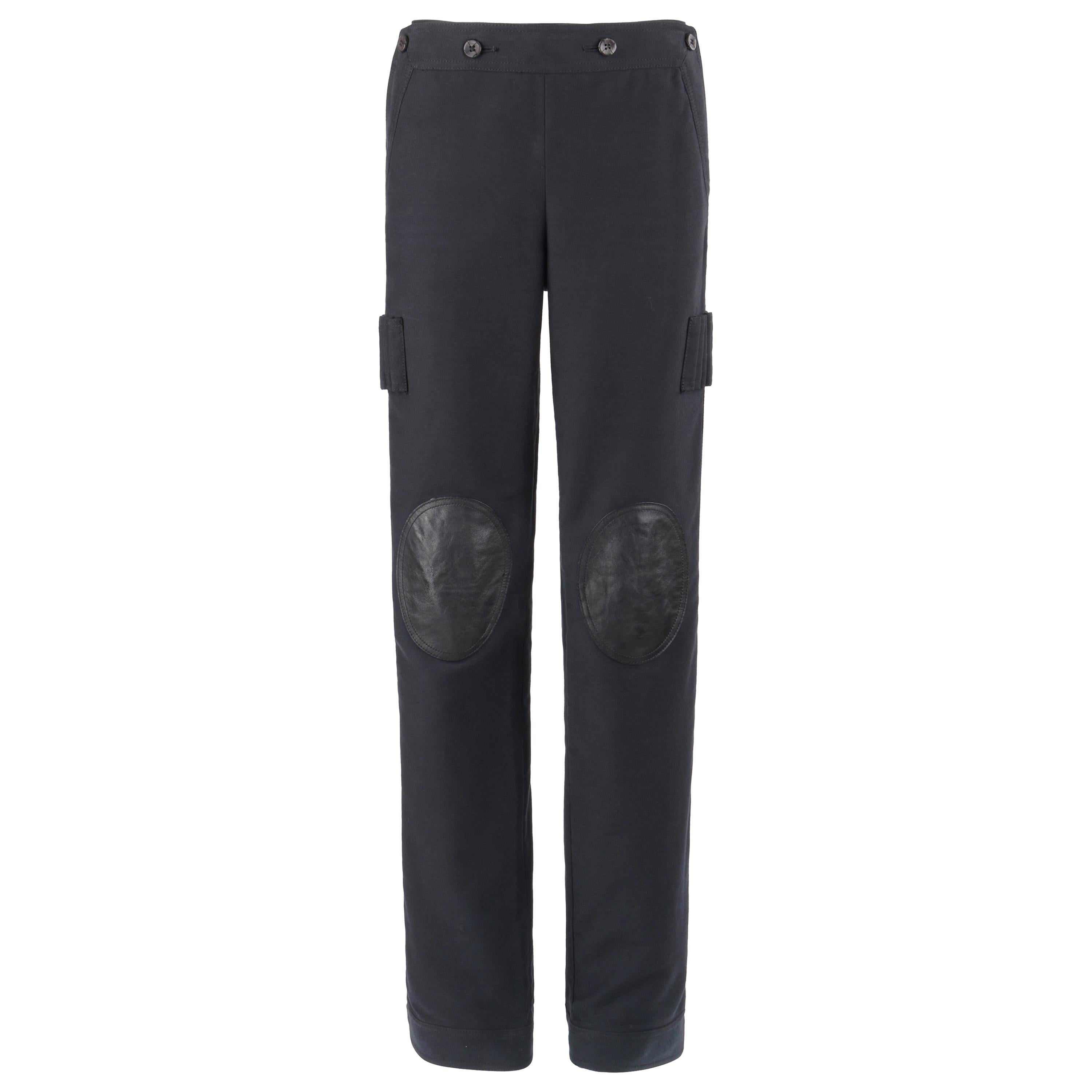 ALEXANDER McQUEEN A/W 2003 "Scanners" High Waisted Leather Knee Pad Cargo Pants For Sale