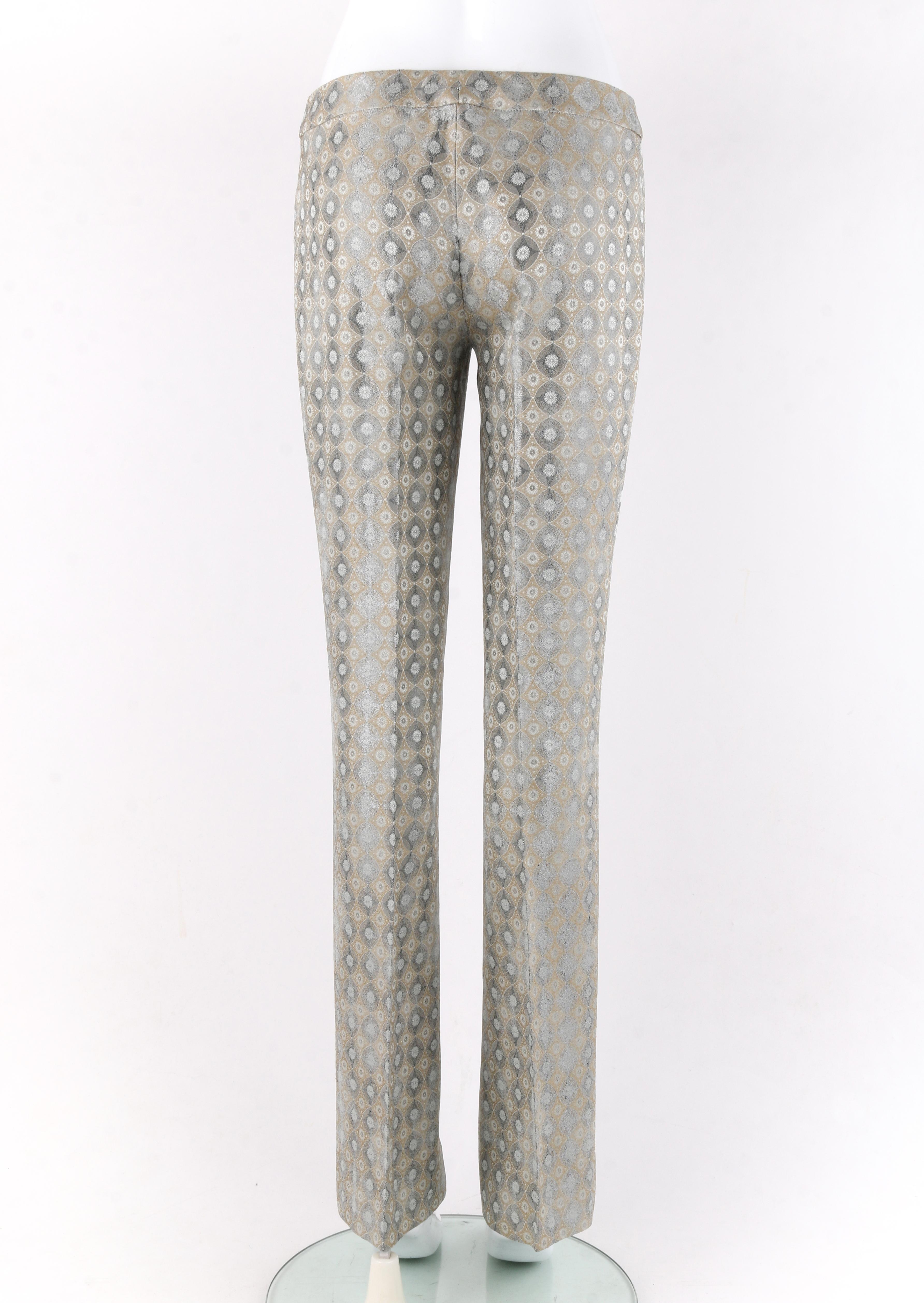Grigio Pantaloni con taglio a stivale geometrico metallizzato ALEXANDER McQueen A/I 2003 