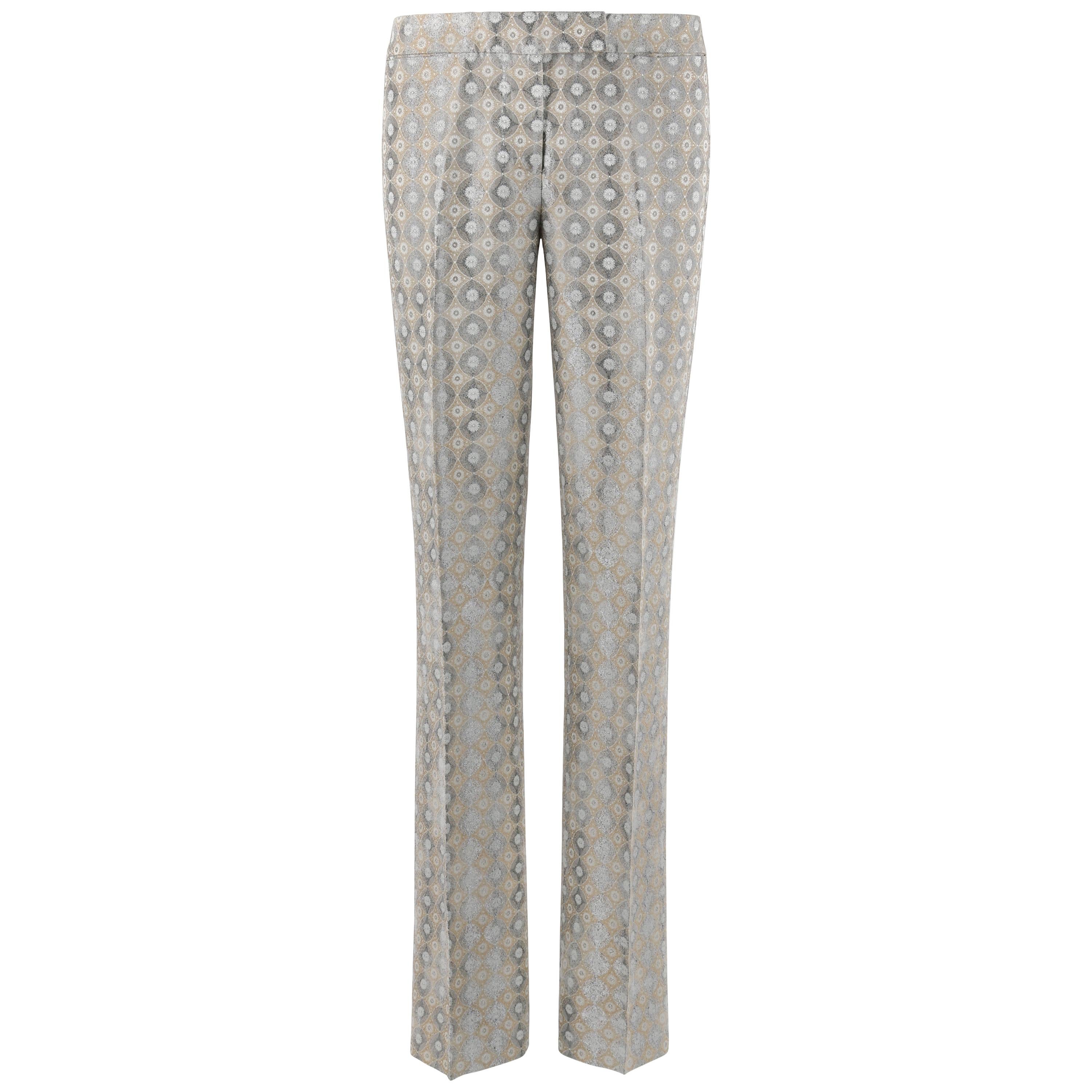 ALEXANDER McQUEEN A/W 2003 “Scanners” Metallic Geometric Boot-cut Pants Trousers For Sale