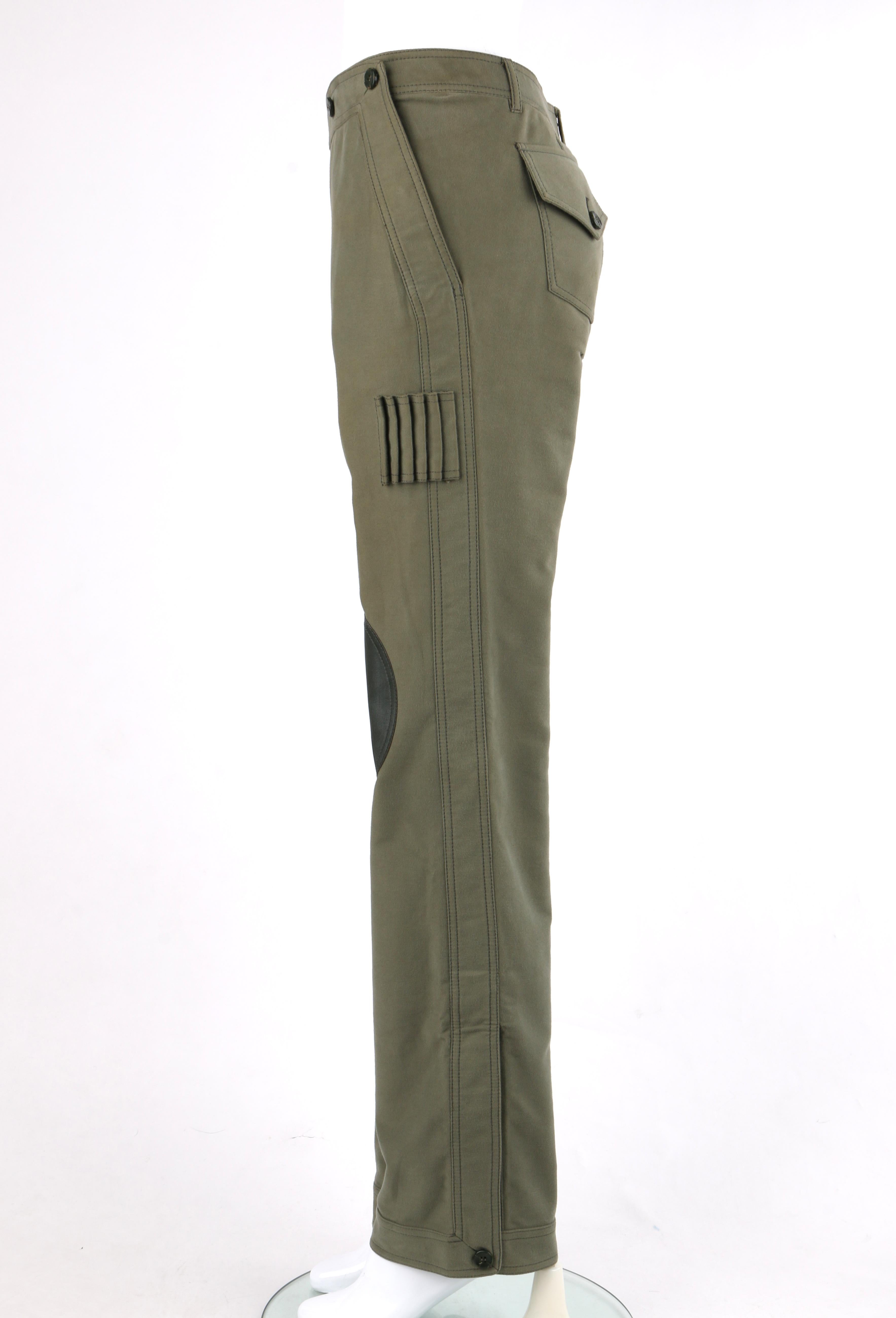 green leather cargo pants