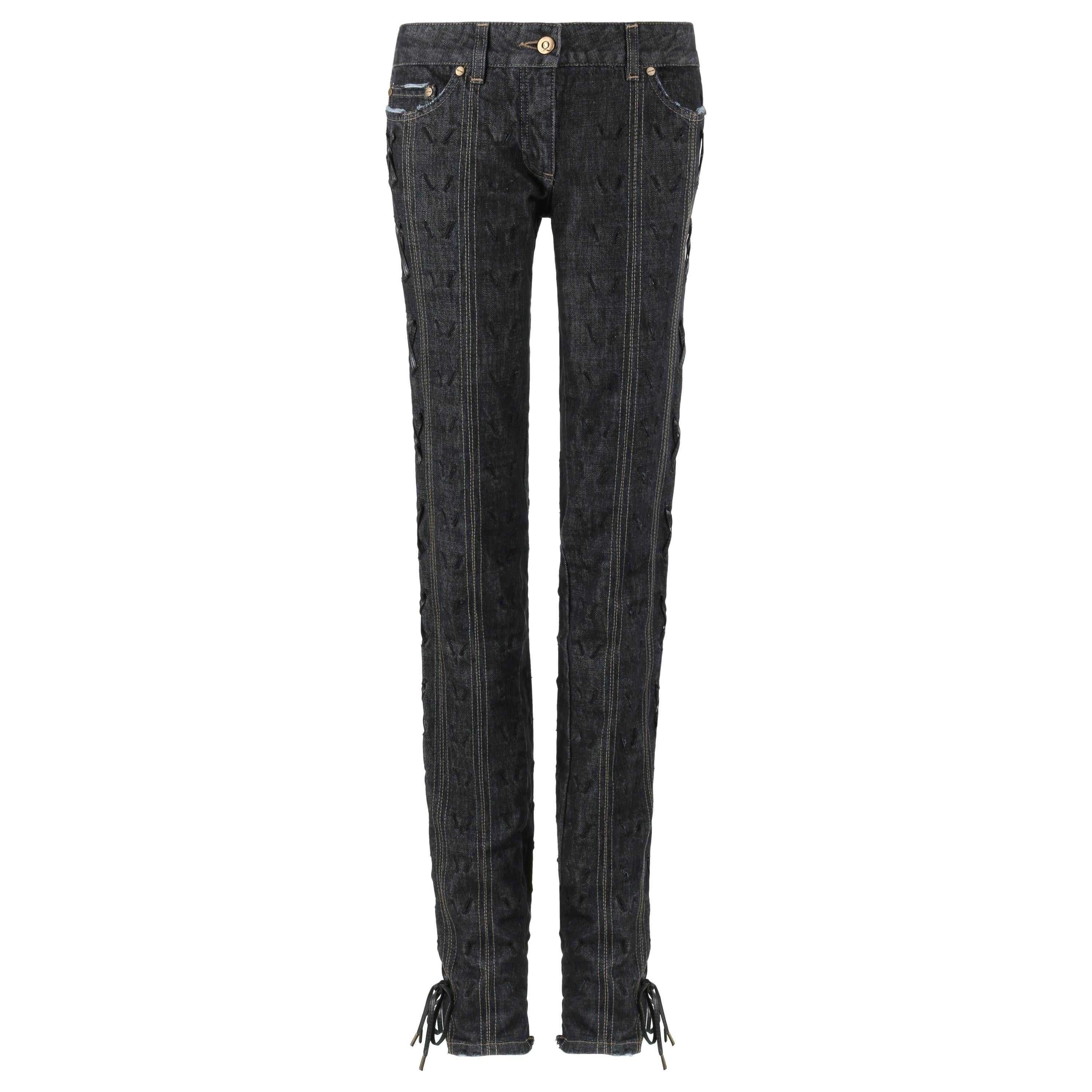 ALEXANDER McQUEEN A/W 2002 "Supercalifragilistic" Denim Lace Up Skinny Jeans
