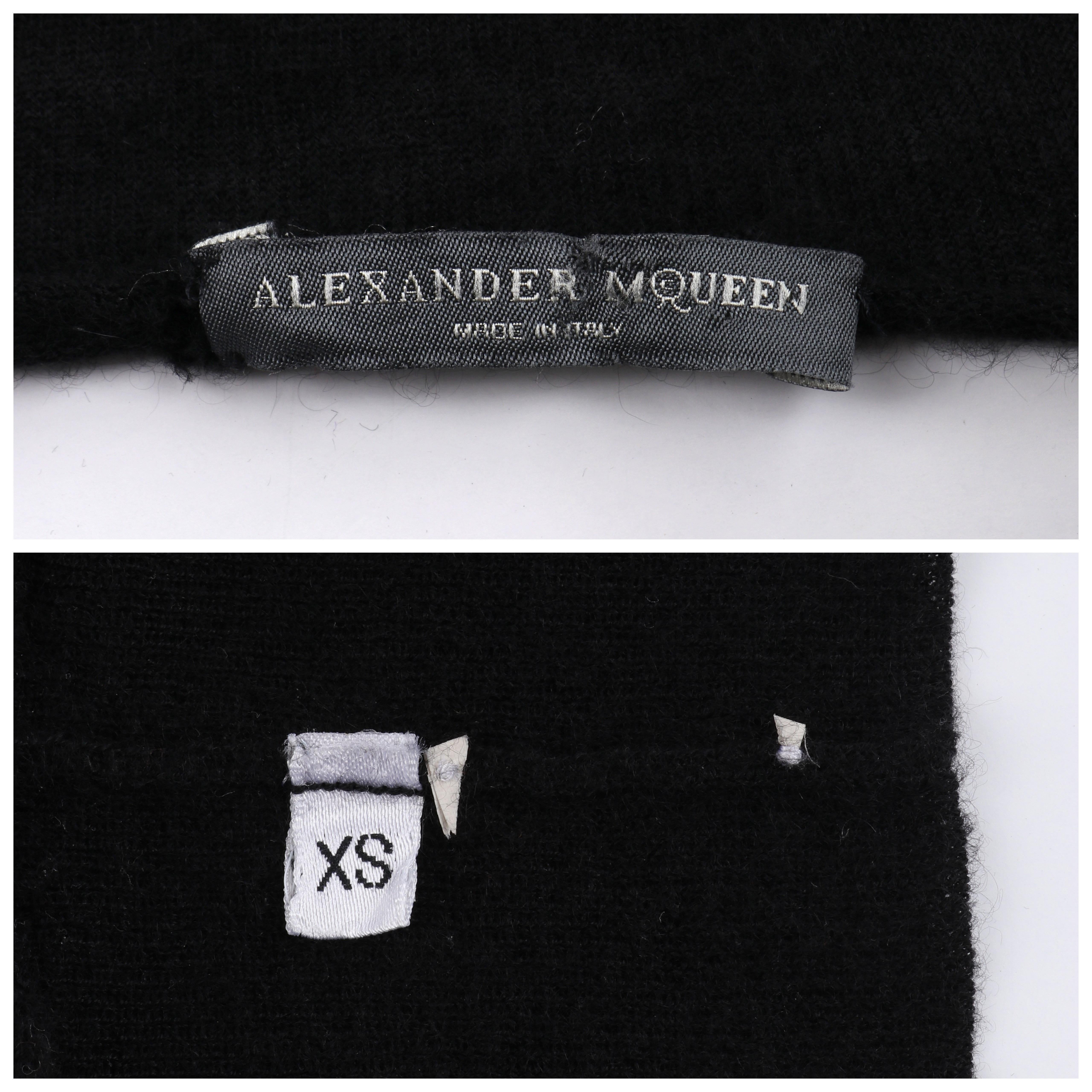 ALEXANDER McQUEEN A/W 2004 Black Asymmetric Cowl Neck Draped Hooded Knit Dress 1