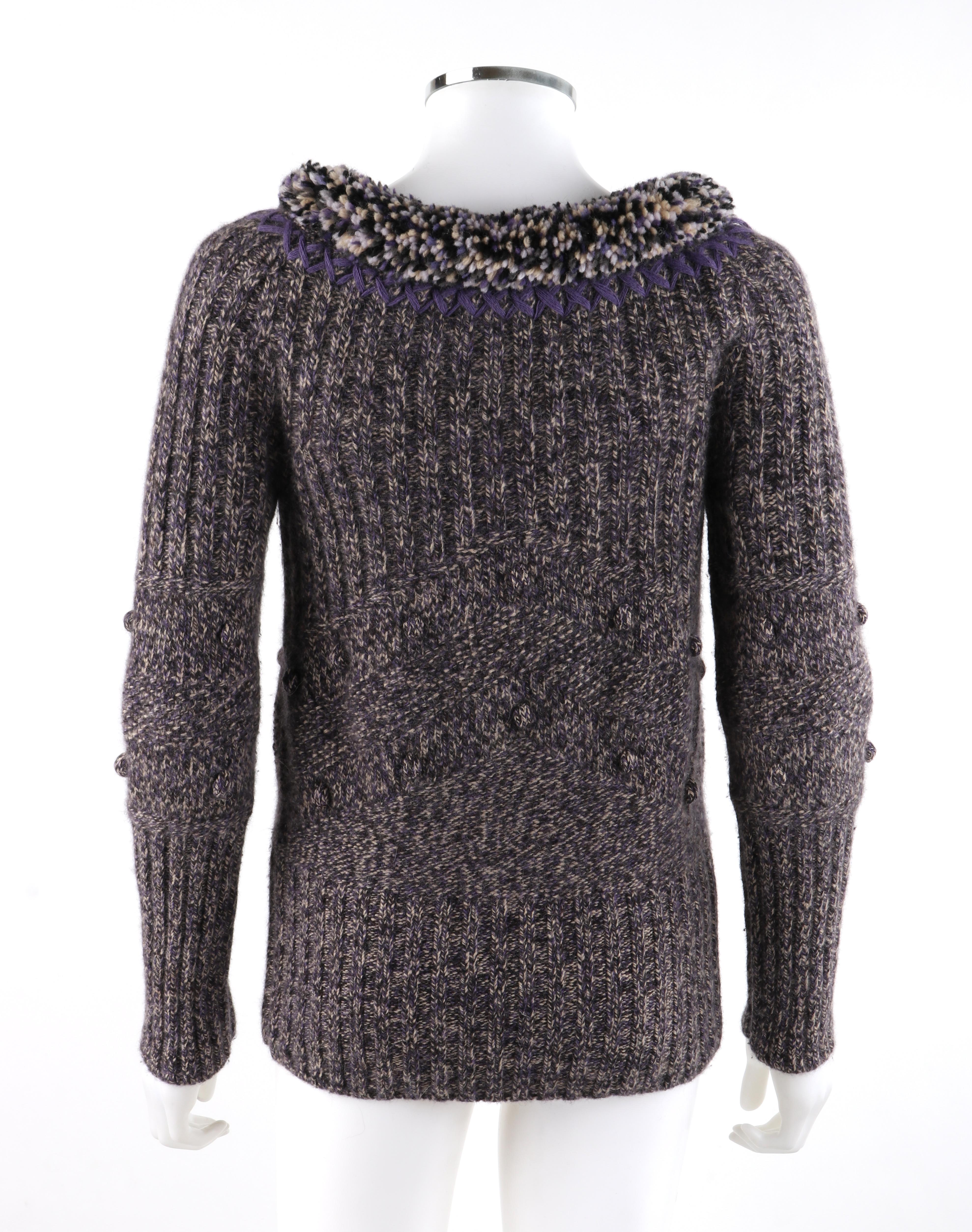 Women's ALEXANDER McQUEEN A/W 2005 Scoop Neck Jumper Sweater With Pompom & Fringe Collar For Sale