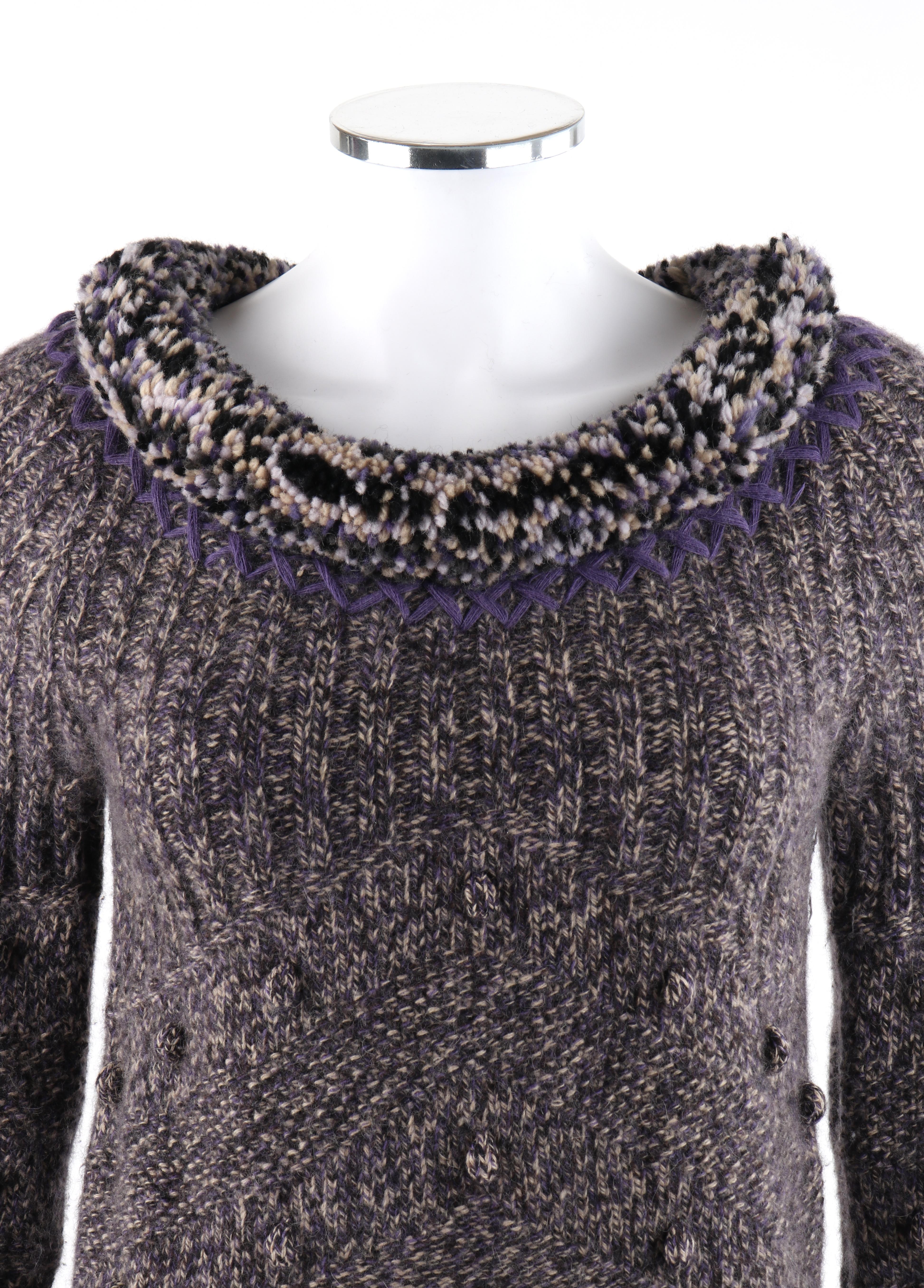 ALEXANDER McQUEEN A/W 2005 Scoop Neck Jumper Sweater With Pompom & Fringe Collar For Sale 1