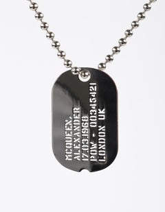 ALEXANDER McQUEEN H/W 2005 Silber Perlenkette Military Dog Tag Anhänger Halskette