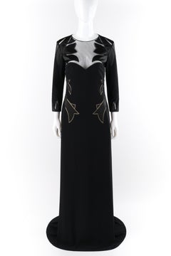ALEXANDER McQUEEN A/W 2007 Black Sheer Long Sleeve Sweet Heart Dress Gown