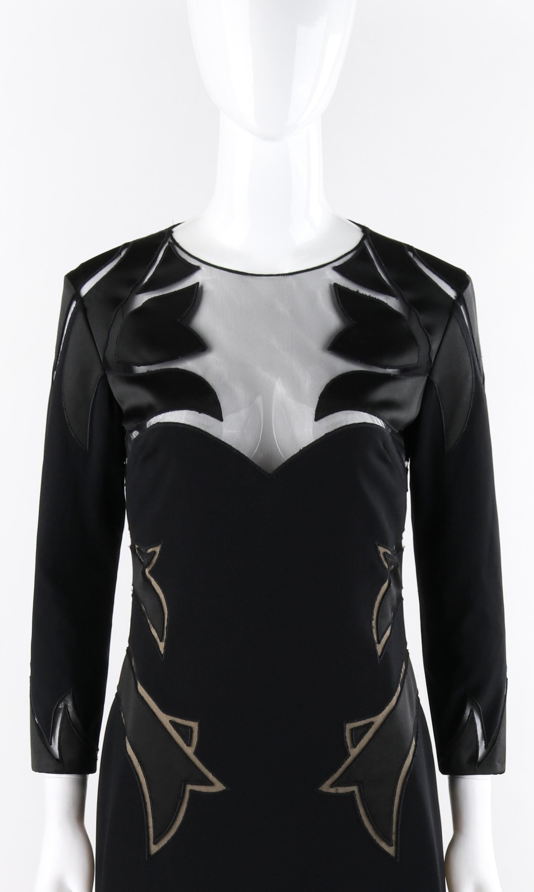 ALEXANDER McQUEEN A/W 2007 Black Sheer Long Sleeve Sweet Heart Dress Gown  In Good Condition For Sale In Thiensville, WI