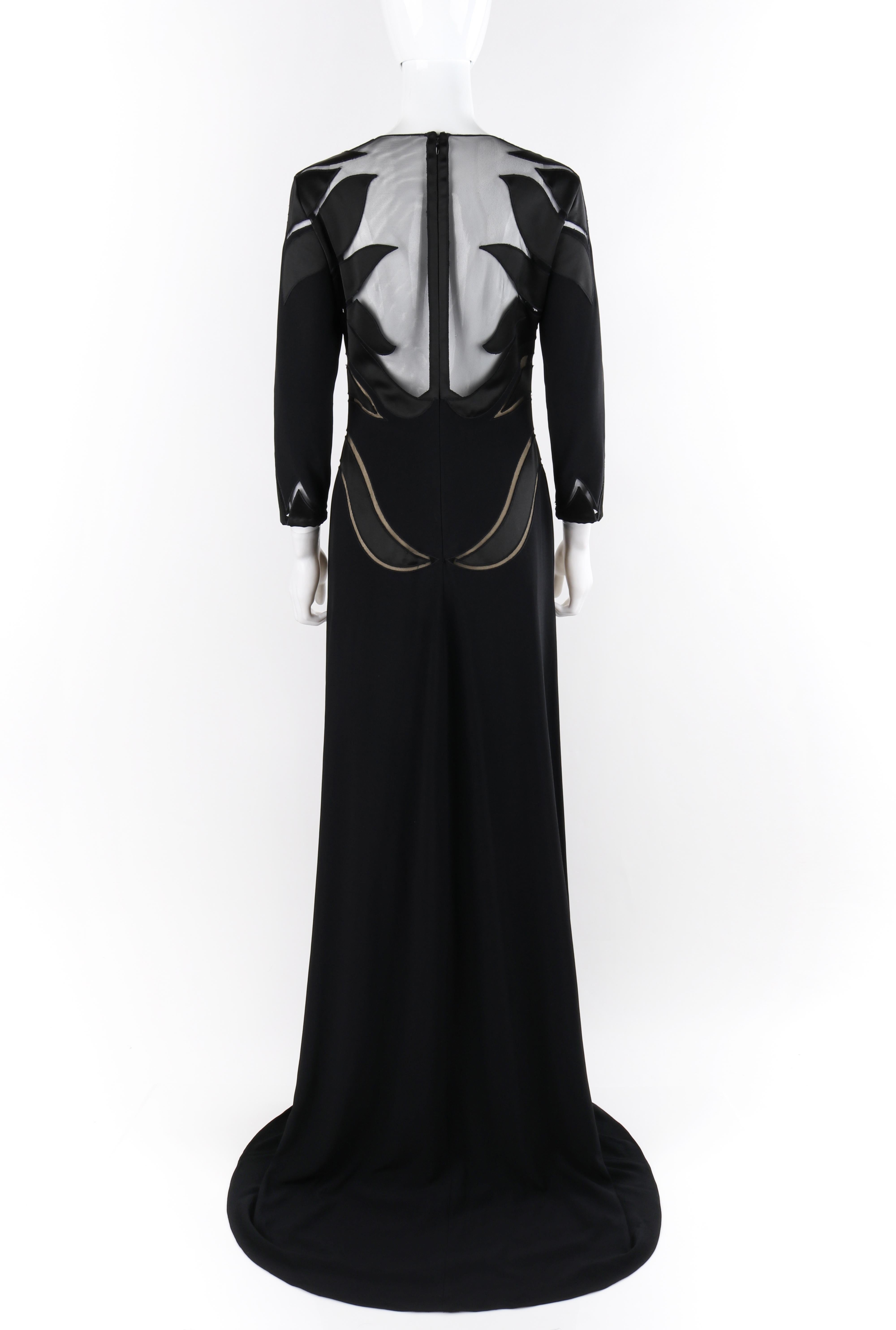 ALEXANDER McQUEEN A/W 2007 Black Sheer Long Sleeve Sweet Heart Dress Gown  For Sale 1