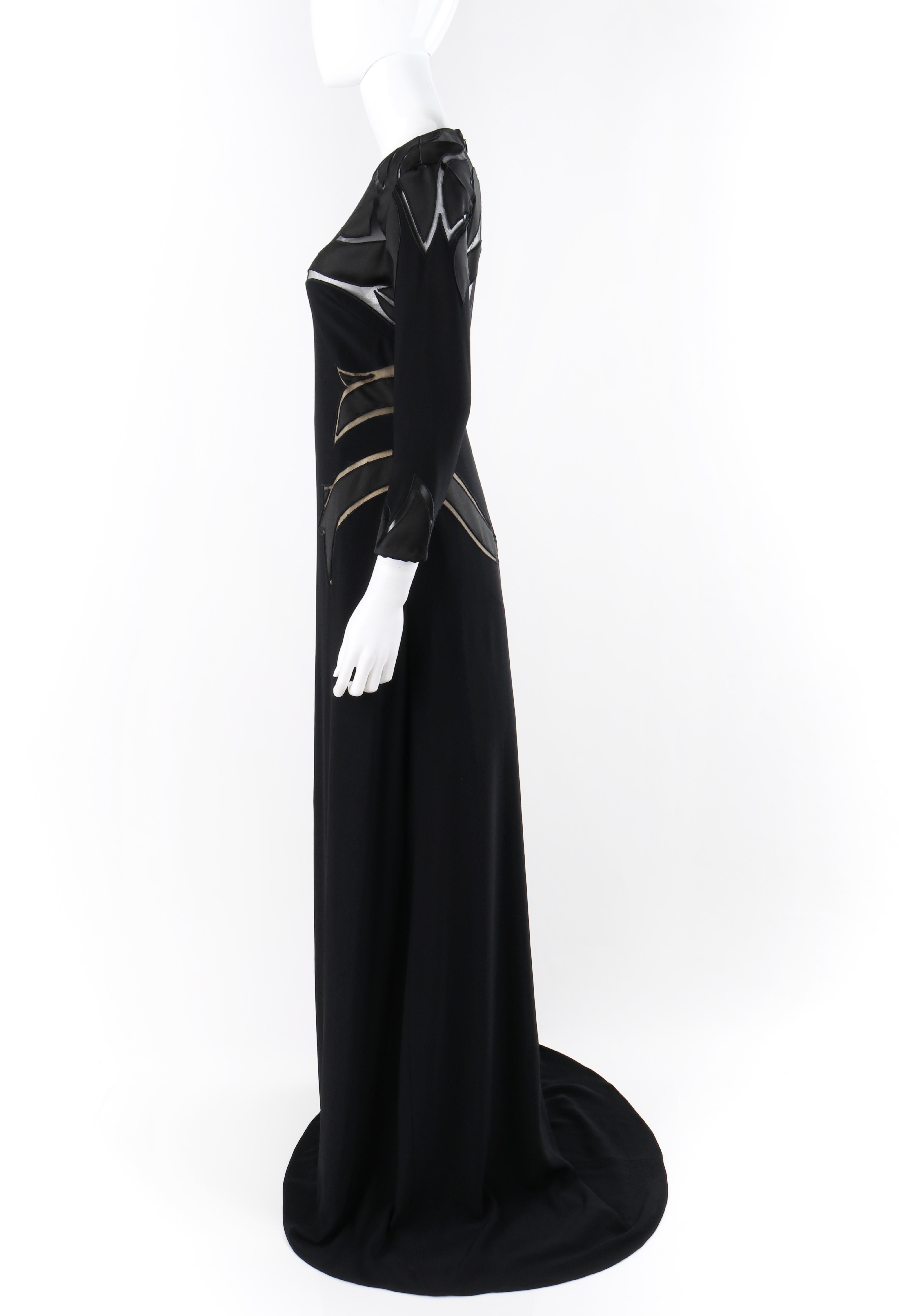 ALEXANDER McQUEEN A/W 2007 Black Sheer Long Sleeve Sweet Heart Dress Gown  For Sale 2