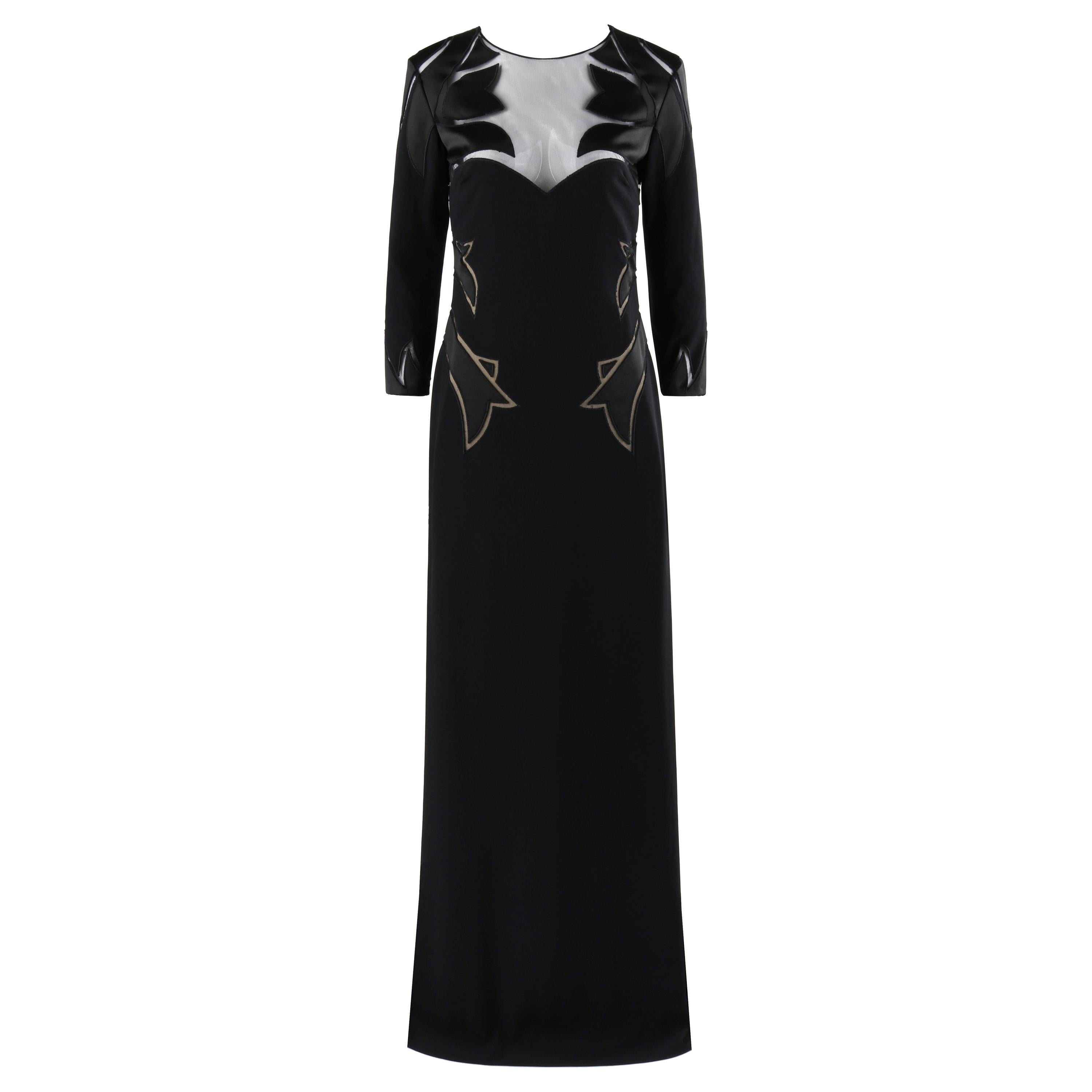 ALEXANDER McQUEEN A/W 2007 Black Sheer Long Sleeve Sweet Heart Dress Gown  For Sale
