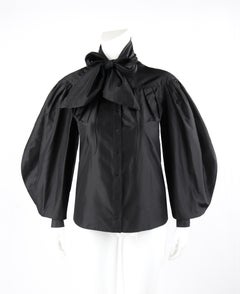 ALEXANDER McQUEEN A/W 2008 Black Silk Pleated Long Bouffant Sleeve Blouse Top