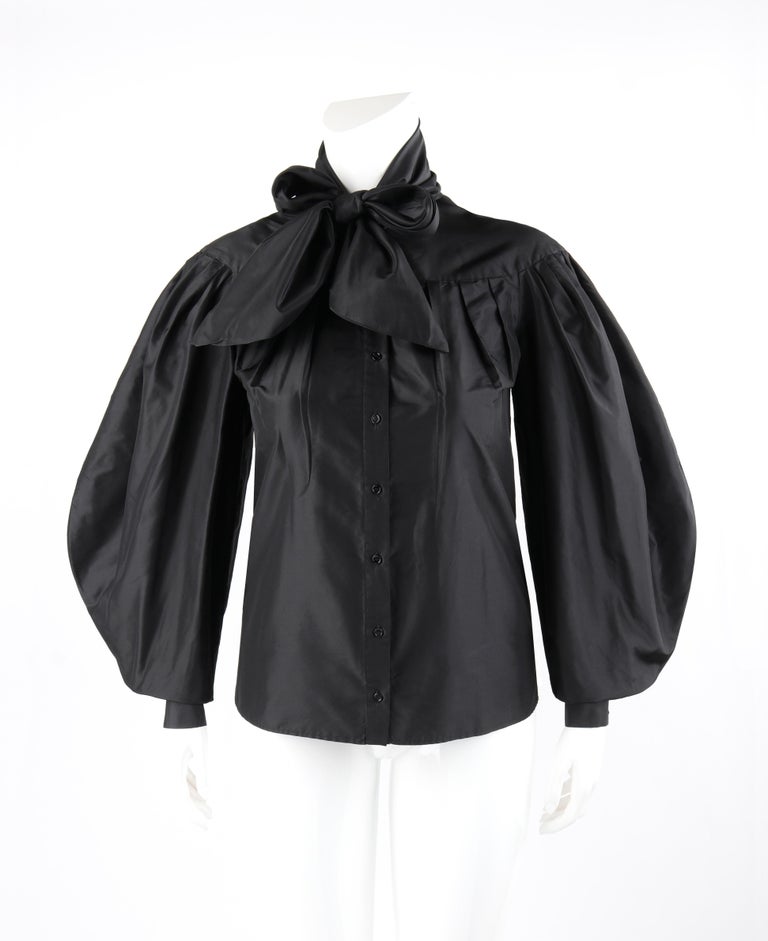 ALEXANDER McQUEEN A/W 2008 Black Silk Pleated Long Bouffant Sleeve Blouse  Top For Sale at 1stDibs | alexander mcqueen silk blouse, alexander mcqueen  blouse, alexander mcqueen ruffle shirt