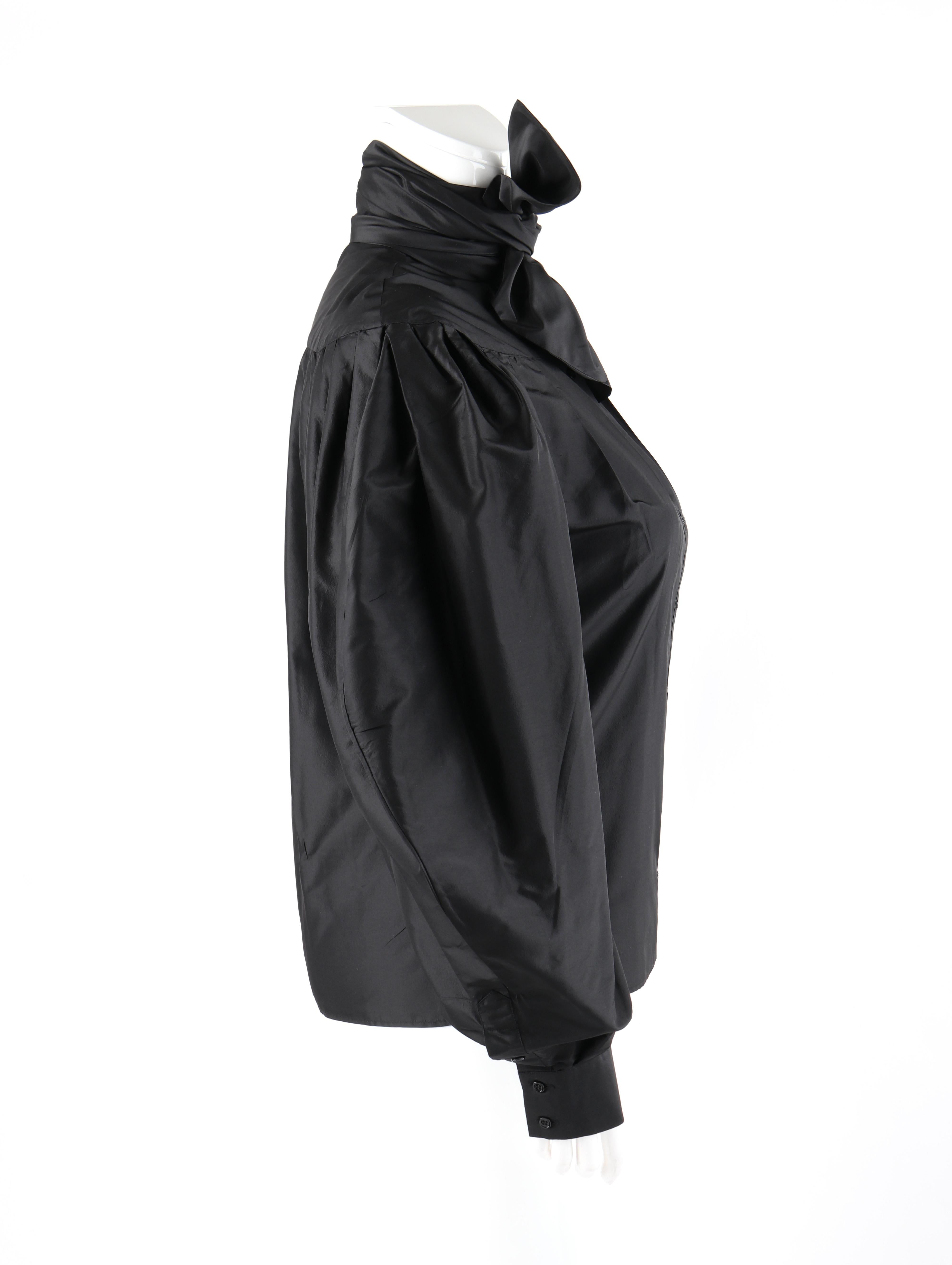 ALEXANDER McQUEEN A/W 2008 Black Silk Pleated Long Bouffant Sleeve ...